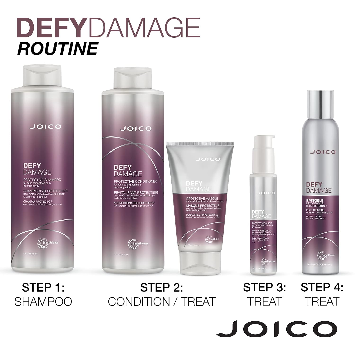 Joico Defy Damage Protective Shampoo & Conditioner Set | For Color-Treated Hair | Strengthen Bonds & Preserve Hair Color | With Moringa Seed Oil &