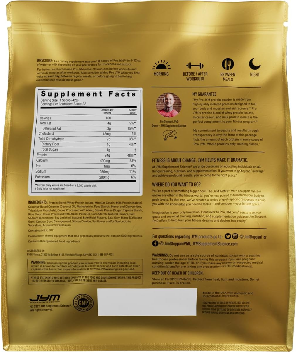 JYM Tahitian Vanilla Bean Whey & Casein Protein Powder, 1.7 lb, 22 Servings | Micellar Casein & Milk Protein Isolate, Lean Muscle Building, Pre & Post Workout Nutrition, Men & Women