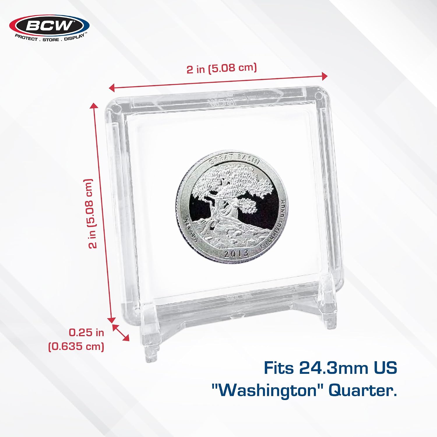 BCW 2x2 Coin Snap - 25 ct Penny Holder | Archival Safe Coin Protector | Crystal Clear Polystyrene Coin Display Case | Ideal for US Lincoln Penny | Coin Holders for Collectors