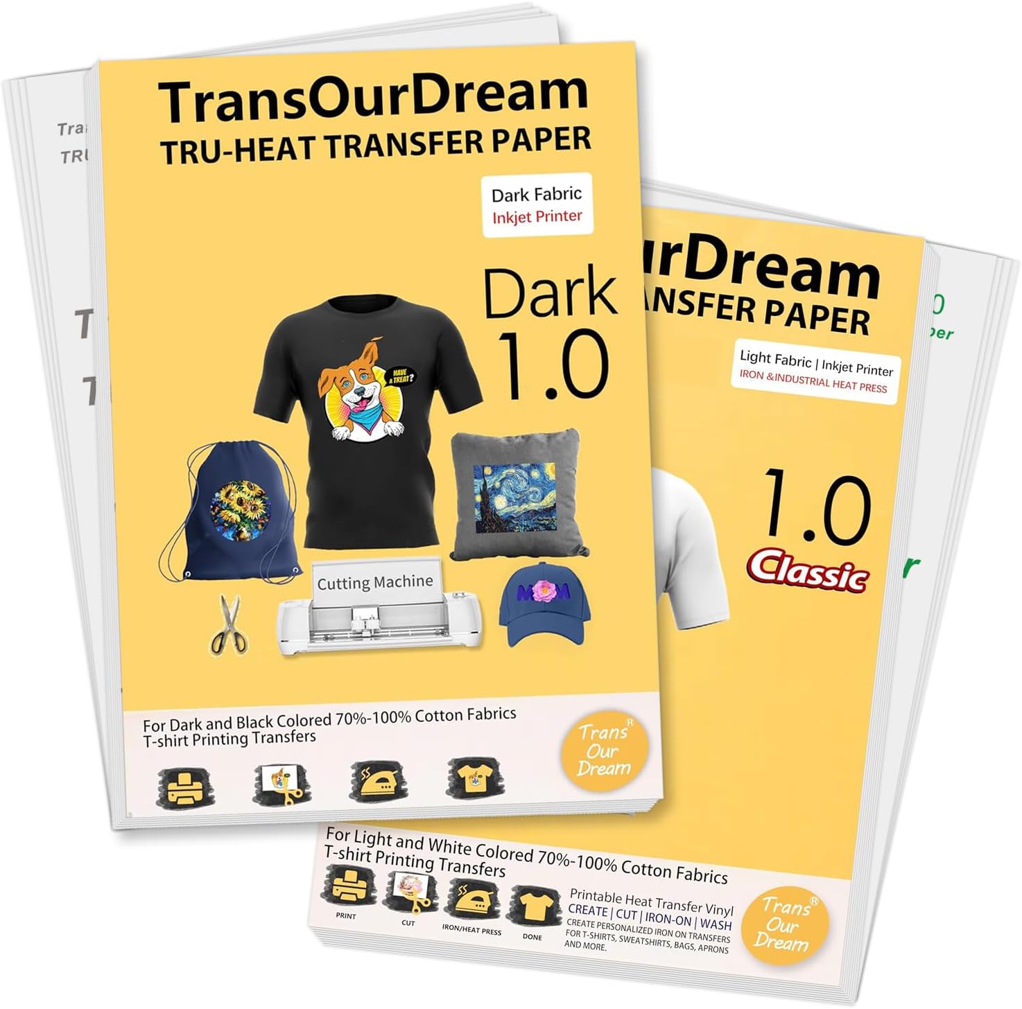 TransOurDream Upgraded Iron on Heat Transfer Paper for T Shirts (8.5x11''