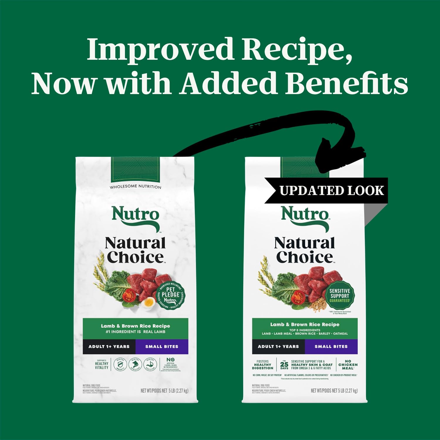 Nutro Natural Choice Small Bites Dry Dog Food, Lamb & Rice, 5 lb | Non-GMO, Real lamb #1 ingredient, no corn, wheat, soy, crafted in USA, supports energy, bones, muscles, dental health, skin