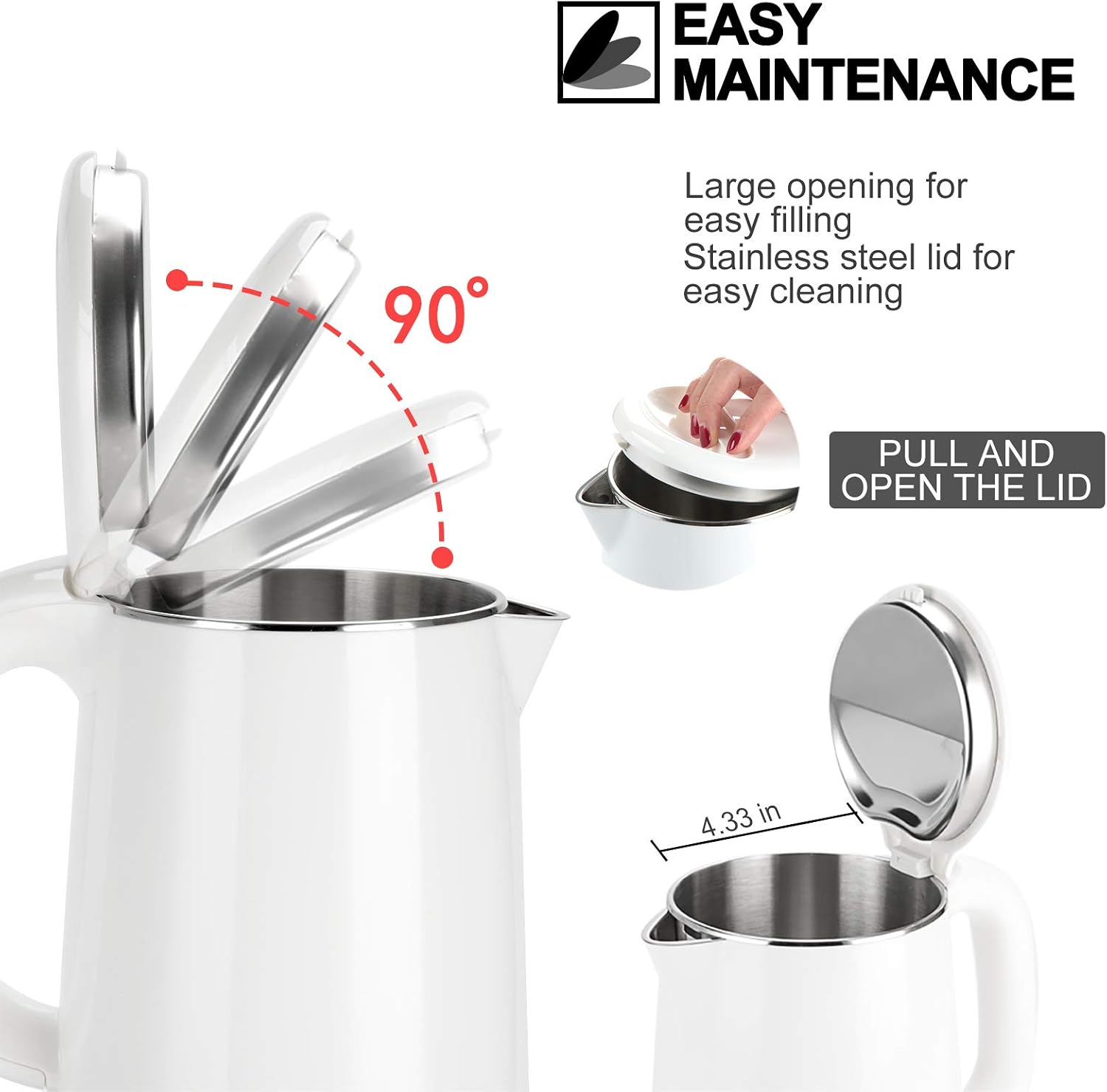 Secura Stainless Steel Double Wall Electric Kettle Water Heater for Tea Coffee w/Auto Shut-Off and Boil-Dry Protection, 1.0L (Orange) SWK-1001DO/HB-K012