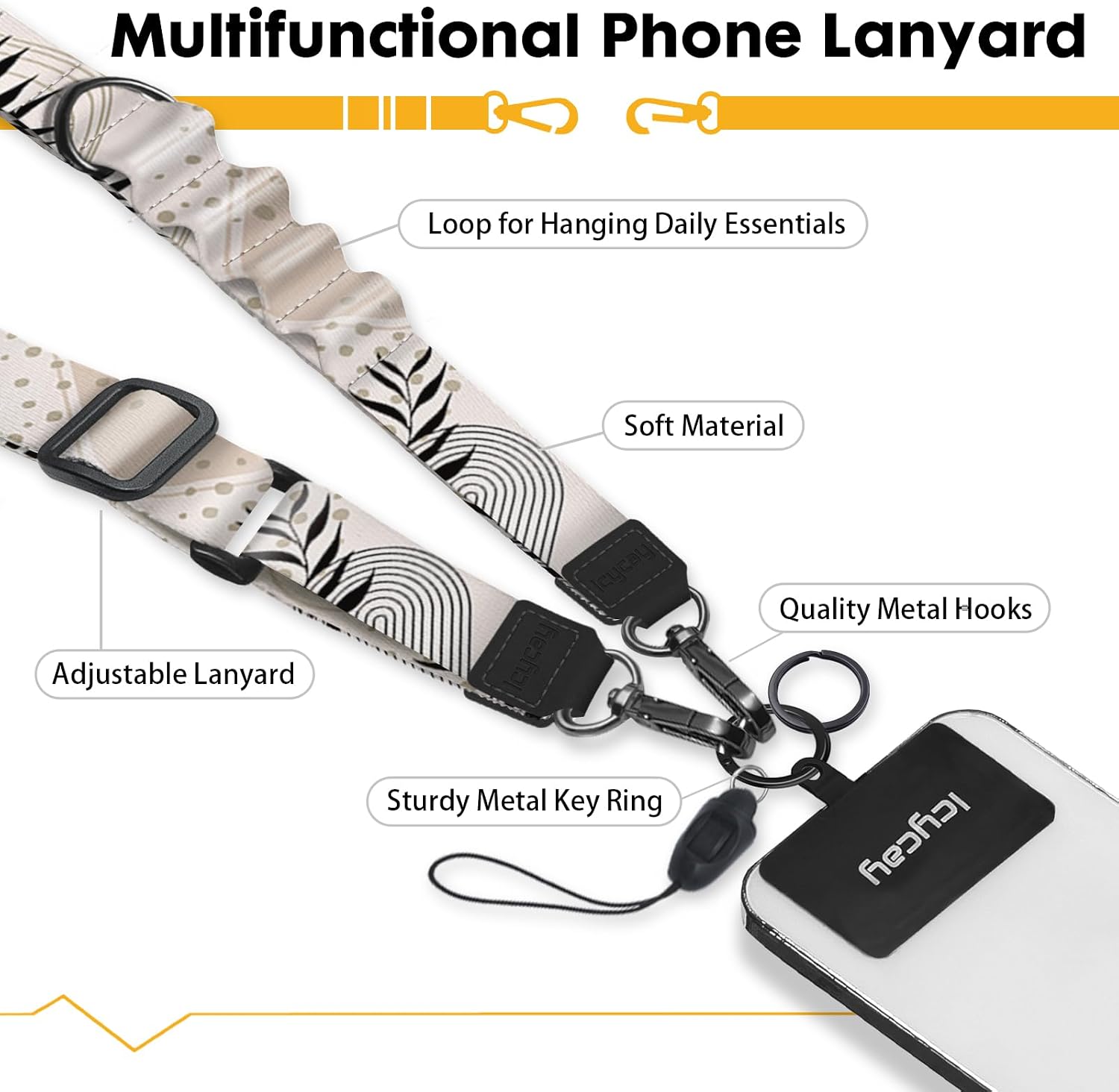 Icycay Phone Lanyard Crossbody Strap Neck Adjustable Teacher Women Cat