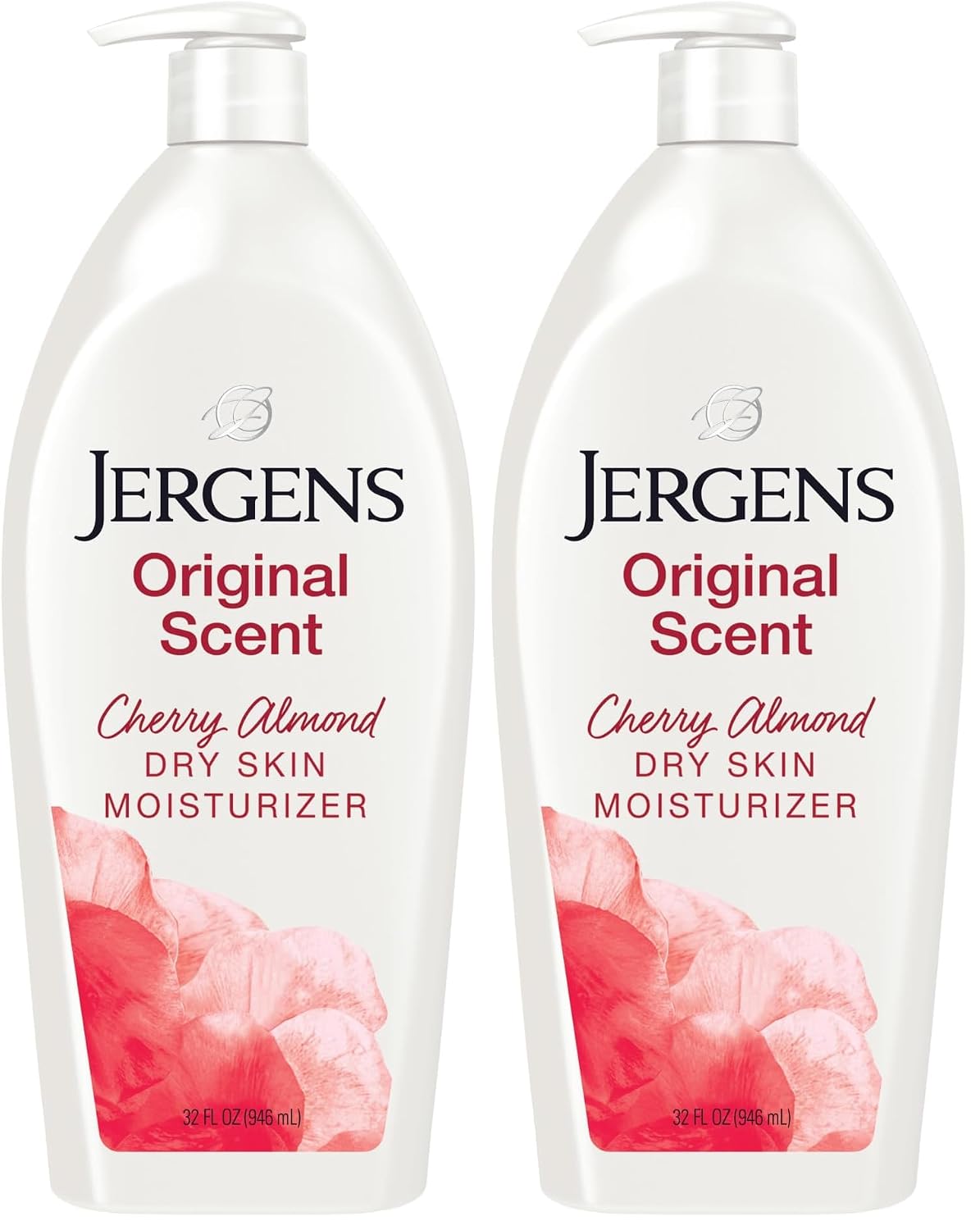 Jergens Cherry Almond Hand & Body Lotion, Dry Skin, 32 fl oz | Fast-Absorbing Moisturizer, Vitamins E, C & B5, Softens Dry Skin, Dermatologist Tested, Cherry Almond Scent