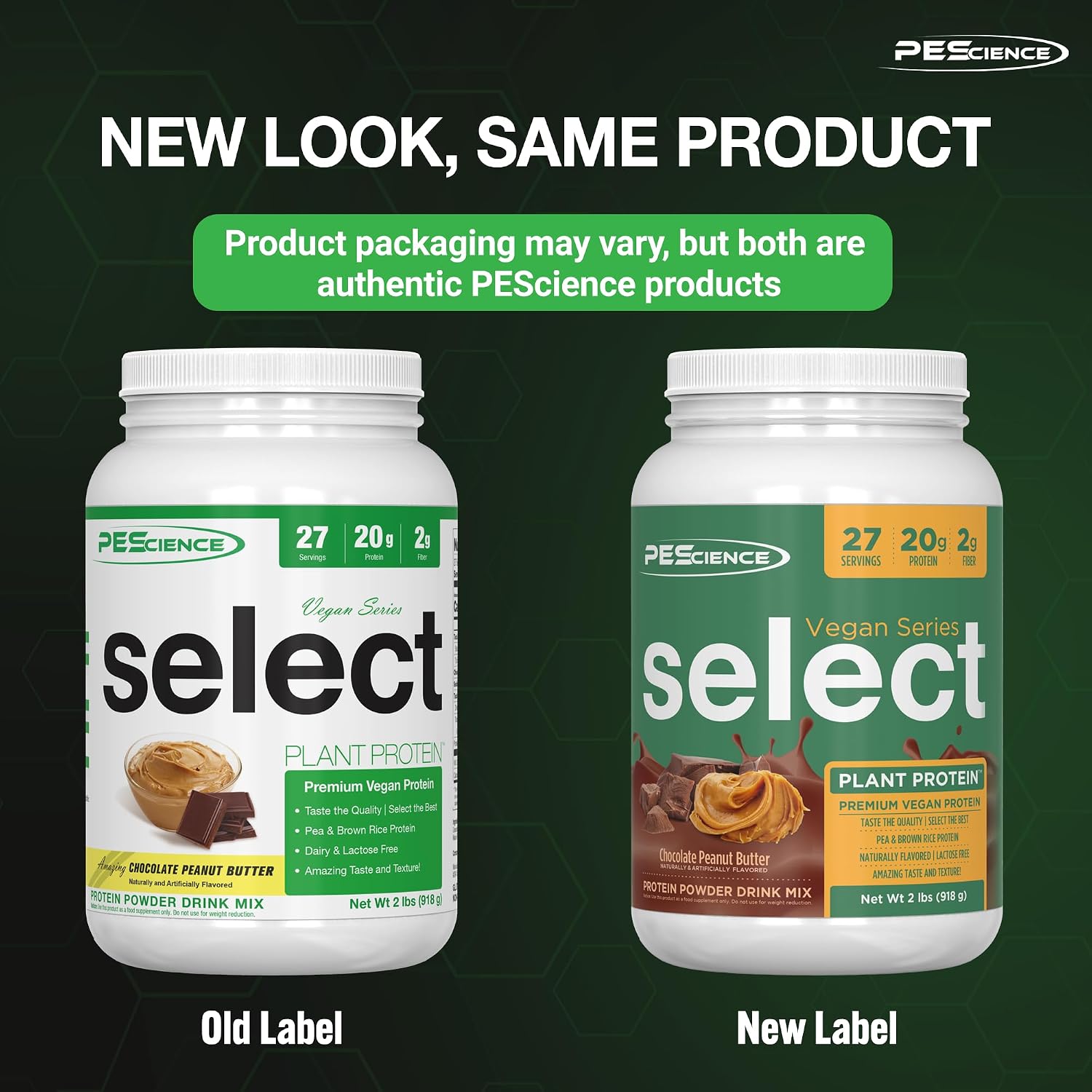 PEScience Select Vegan Protein Powder, Peanut Butter Delight, 27 Servings | Plant Based Protein Powder, Pea and Brown Rice Blend, Dairy Free, Lactose Free, Gluten Free