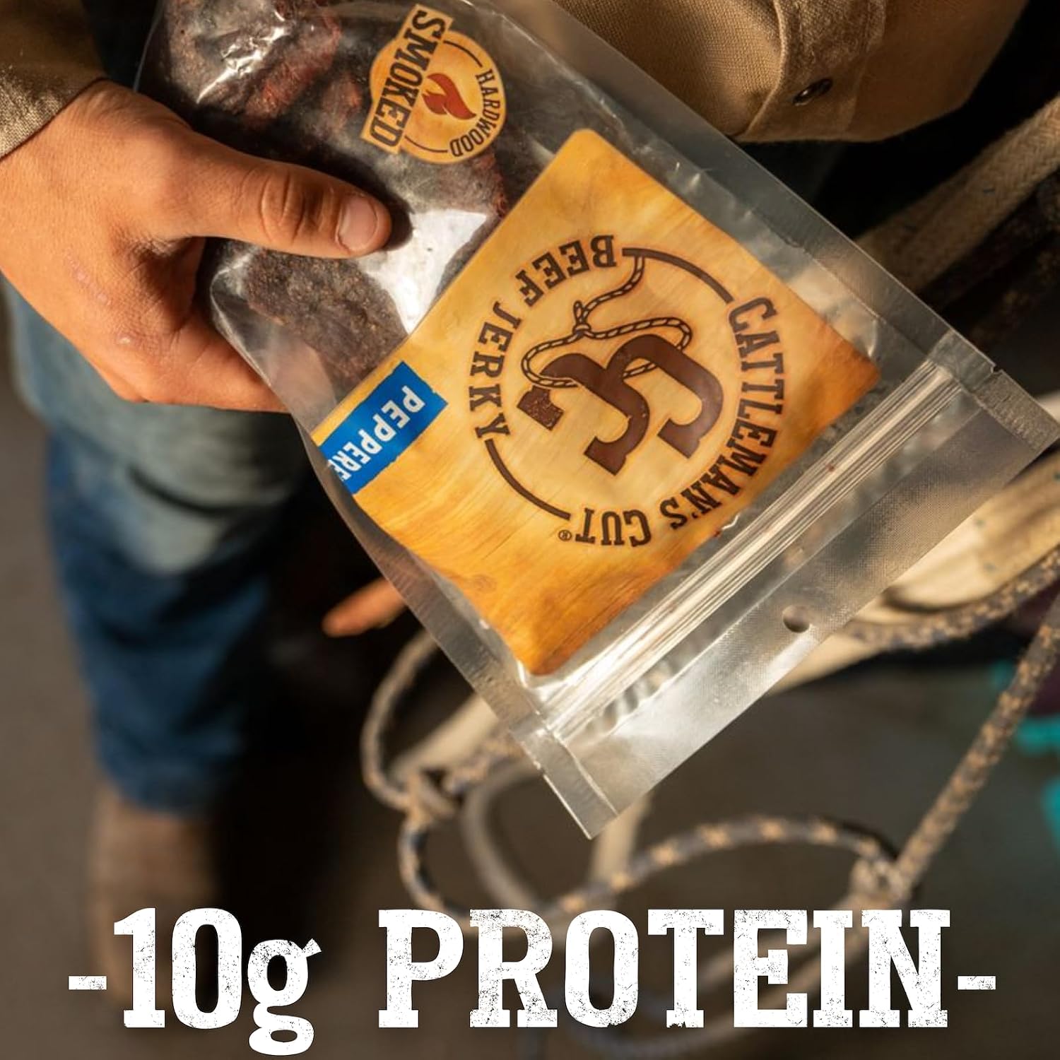 Cattleman's Cut Original Beef Jerky, Premium Marinated Steak High Protein Meat Snacks, Keto Friendly, Gluten Free, Carnivore Travel Snack, Resealable Bag, 10 Ounces
