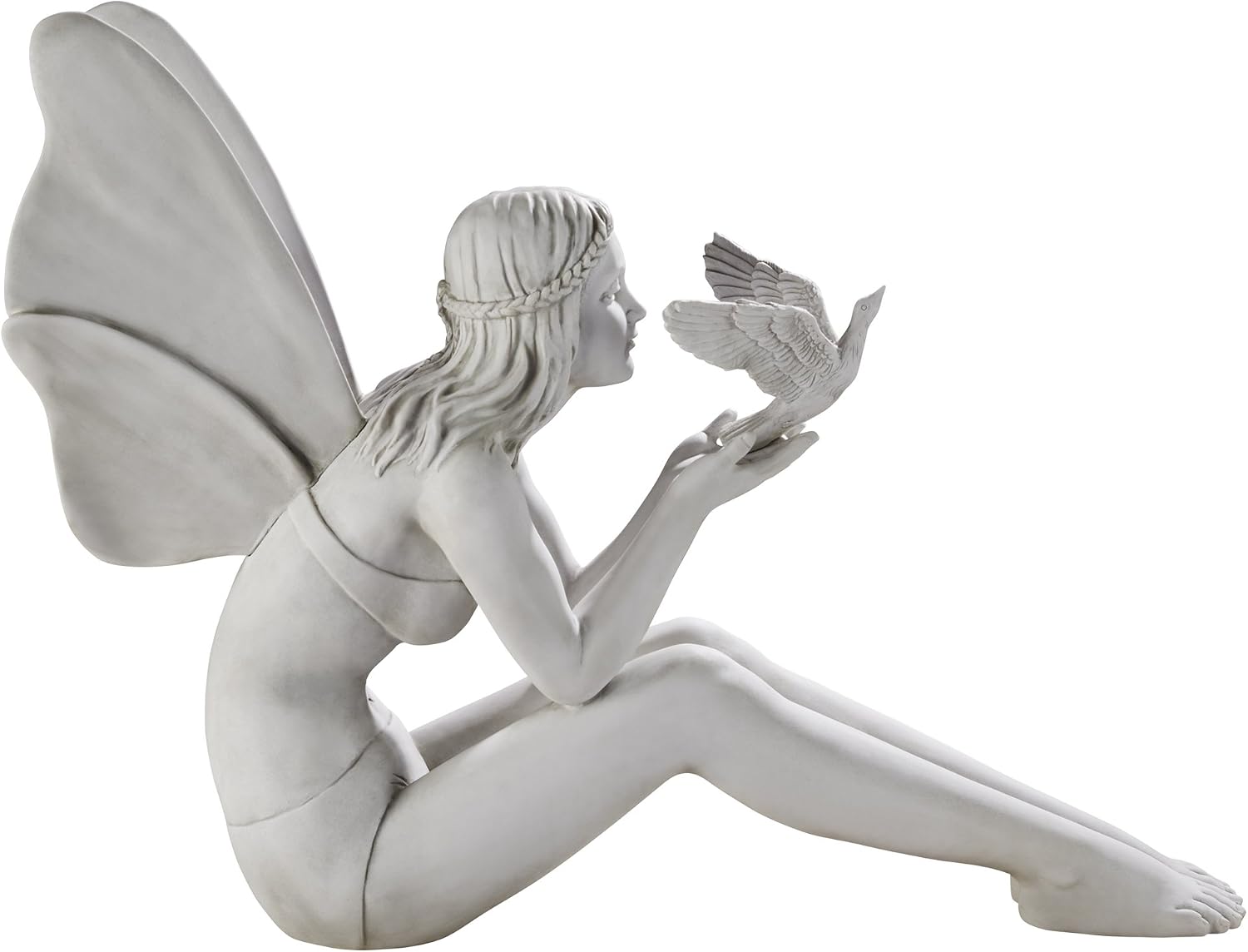 Design Toscano KY71004 Fiona The Flower Fairy Garden Statue, 17 Inch, Antique Stone