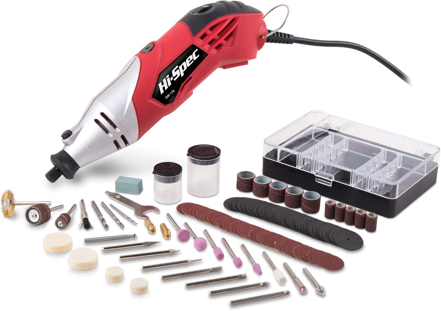 Hi-Spec Corded Rotary Tool Kit for Cutting, Grinding and Sanding with Bits