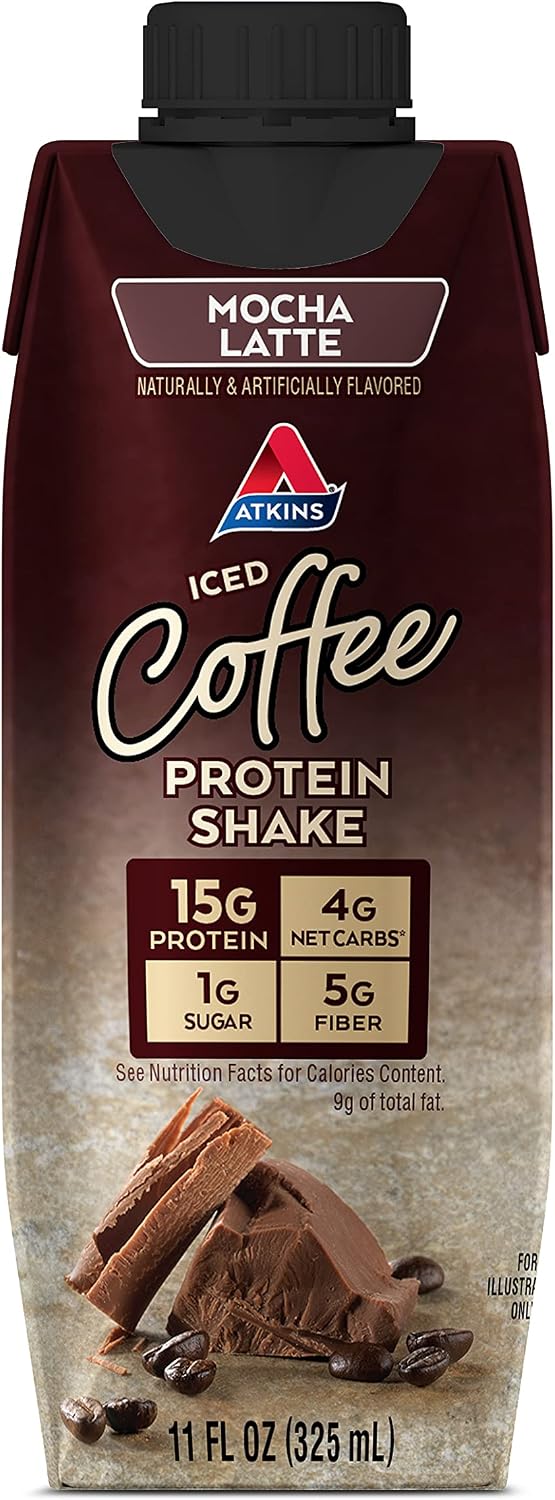 Atkins Dark Chocolate Royale Protein-Rich Shake. Rich and Creamy with Protein. Keto-Friendly and Gluten Free. (4 Shakes), 11 Fl Oz