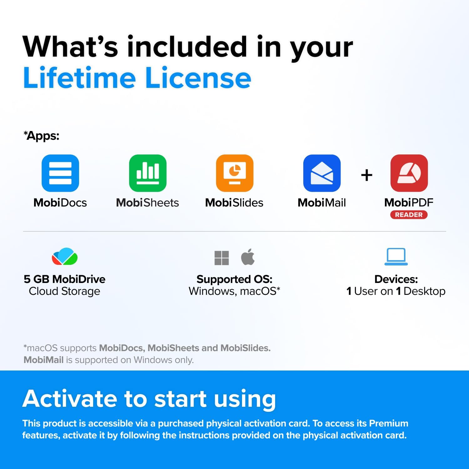 MobiOffice Lifetime 4-in-1 Productivity Suite for Windows | Lifetime License | Includes Word Processor, Spreadsheet, Presentation