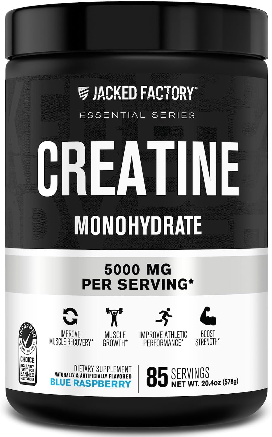 Jacked Factory Creatine Monohydrate Powder 425g - 5g Daily Micronized Creatine Monohydrate for Men and Women, Vegan-Friendly