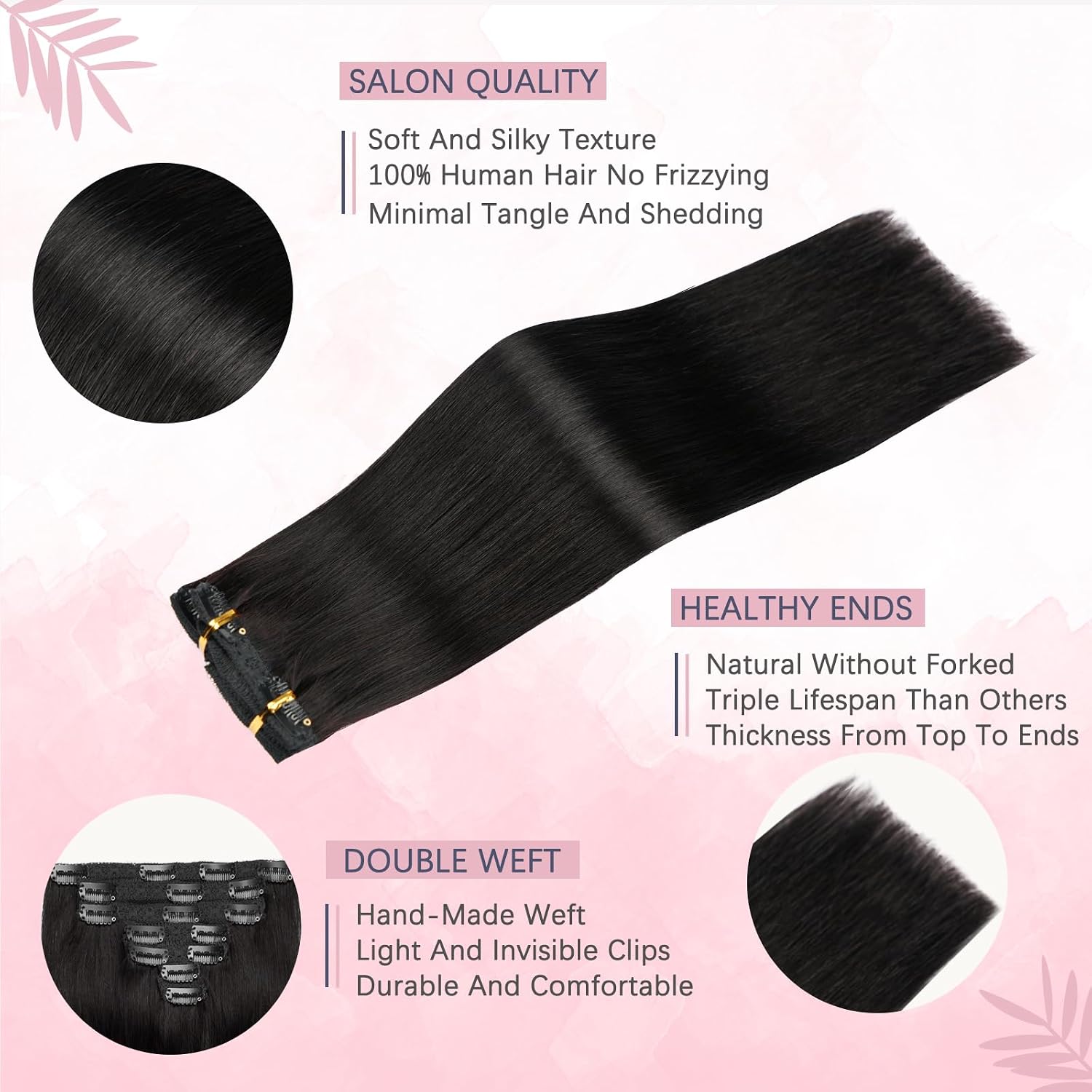 22" Clip in Human Hair Extensions Full Head 200g 10 Pieces 22 Clips Light Brown Double Weft Brazilian Real Remy Hair Extensions Thick Straight (22"