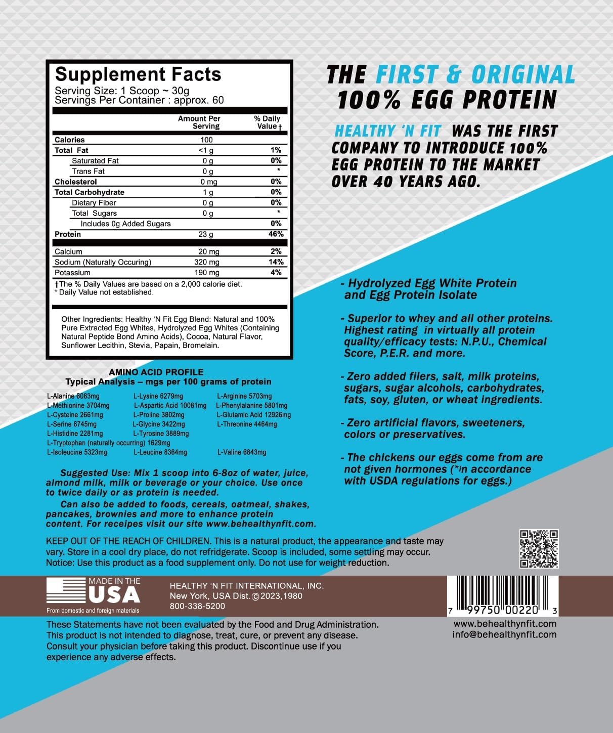 Healthy 'N Fit 100% Egg Protein- Vanilla Ice Cream (2lb): 100% Egg White Protein Plus Natural Peptides. Pure, All Naturally Sweetened Protein