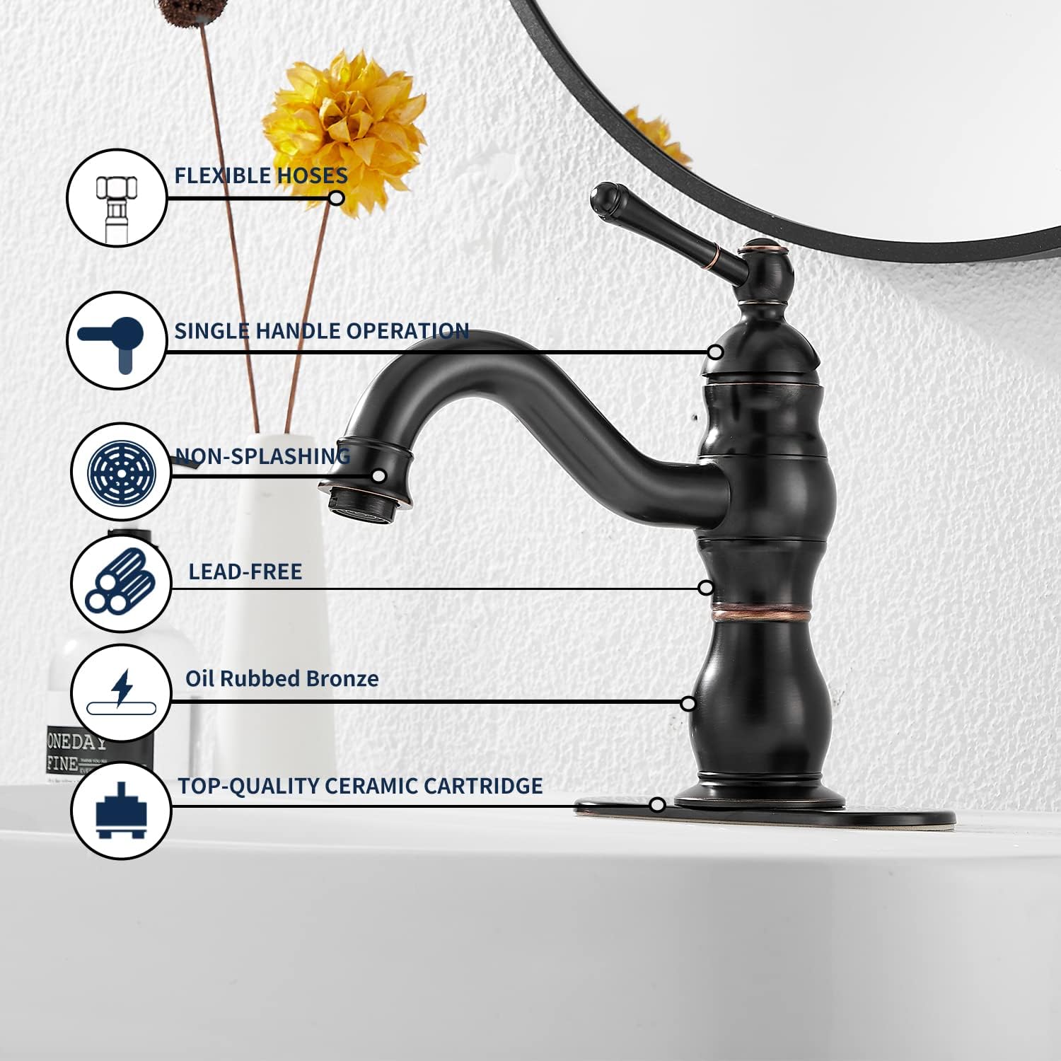 Oil Rubbed Bronze Bathroom Faucet Single Handle One Hole