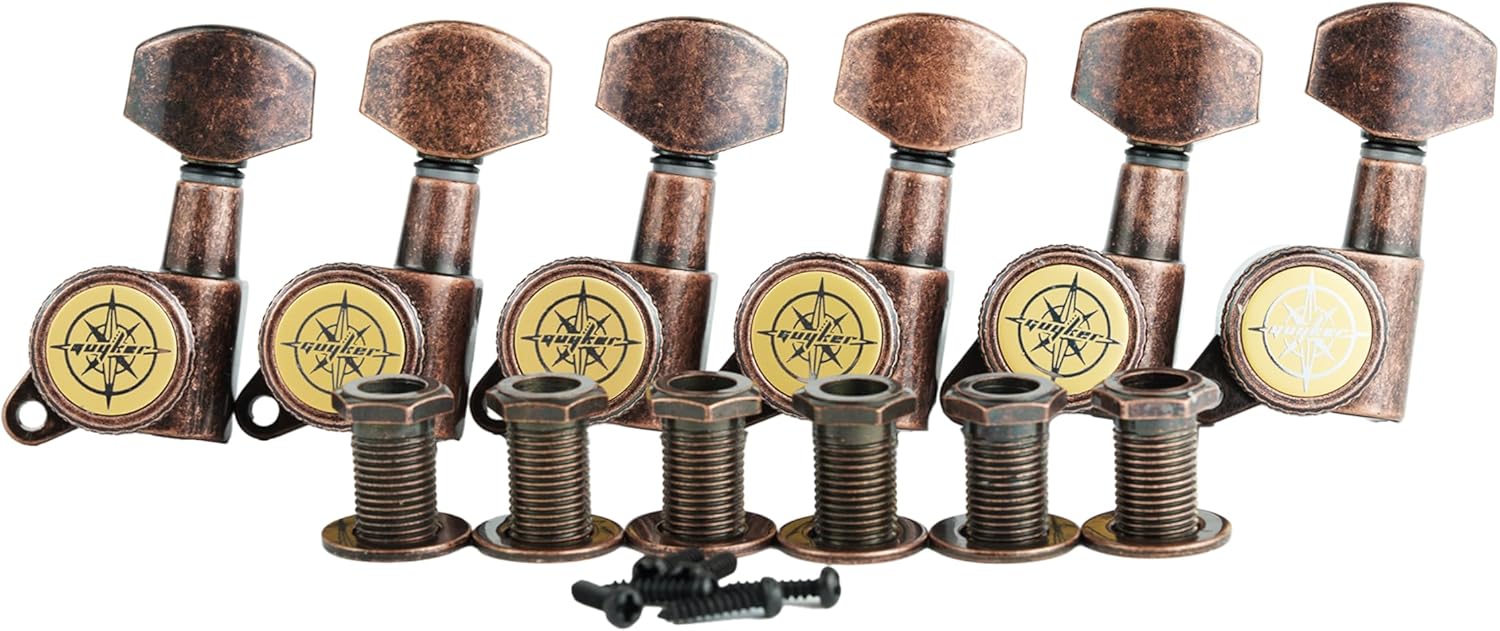 Guyker Guitar Locking Tuners (6 for Right) - 1:18 Lock String Tuning Key Pegs Machine Head with Hexagonal Handle Replacement for ST TL SG LP Style
