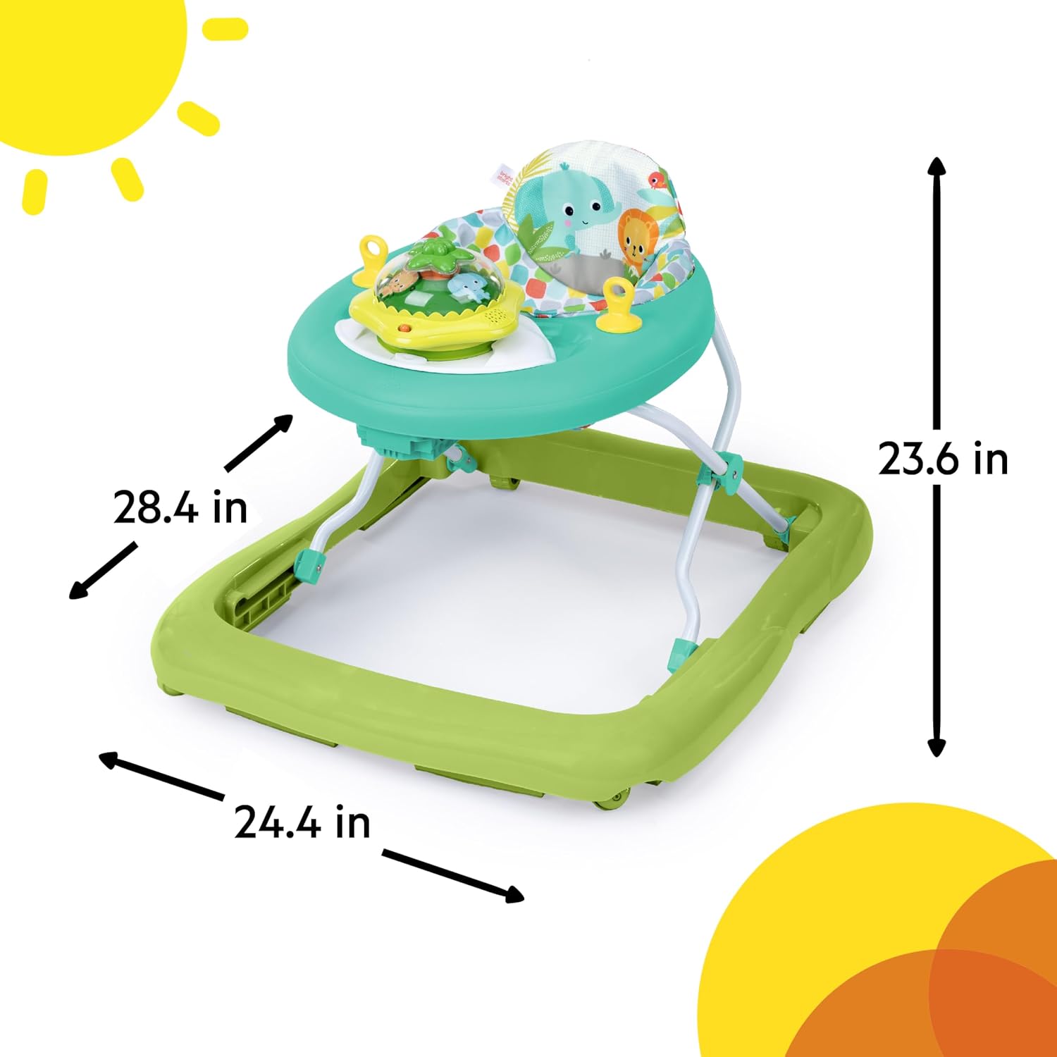 Bright Starts JuneBerry Walk-A-Bout Baby Walker and Entertainer, with Easy Fold Frame for Storage, Ages 6 Months +