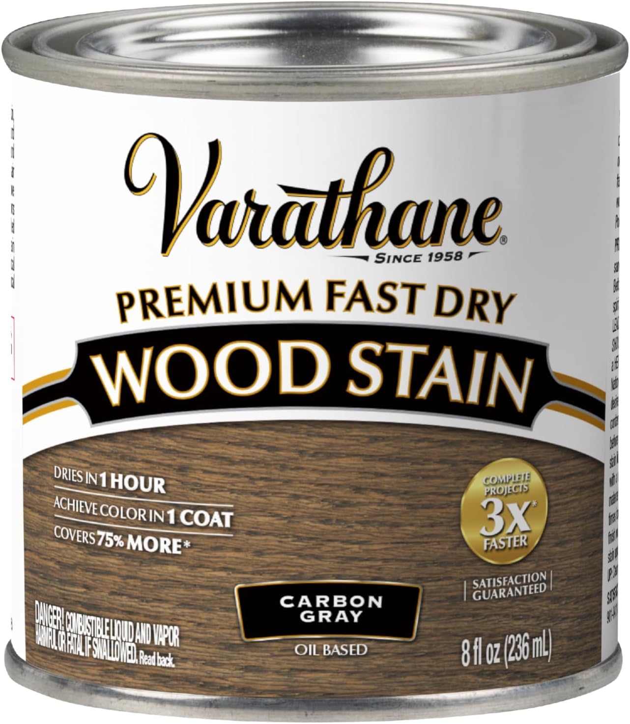 Varathane Premium Fast Dry Weathered Gray Wood Stain | Oil-Based, 1 Coat Color, 1 Hour Dry Time, Interior Wood Stain, Furniture, Cabinets, Doors, Covers Up to 275 Sq Ft, Quart