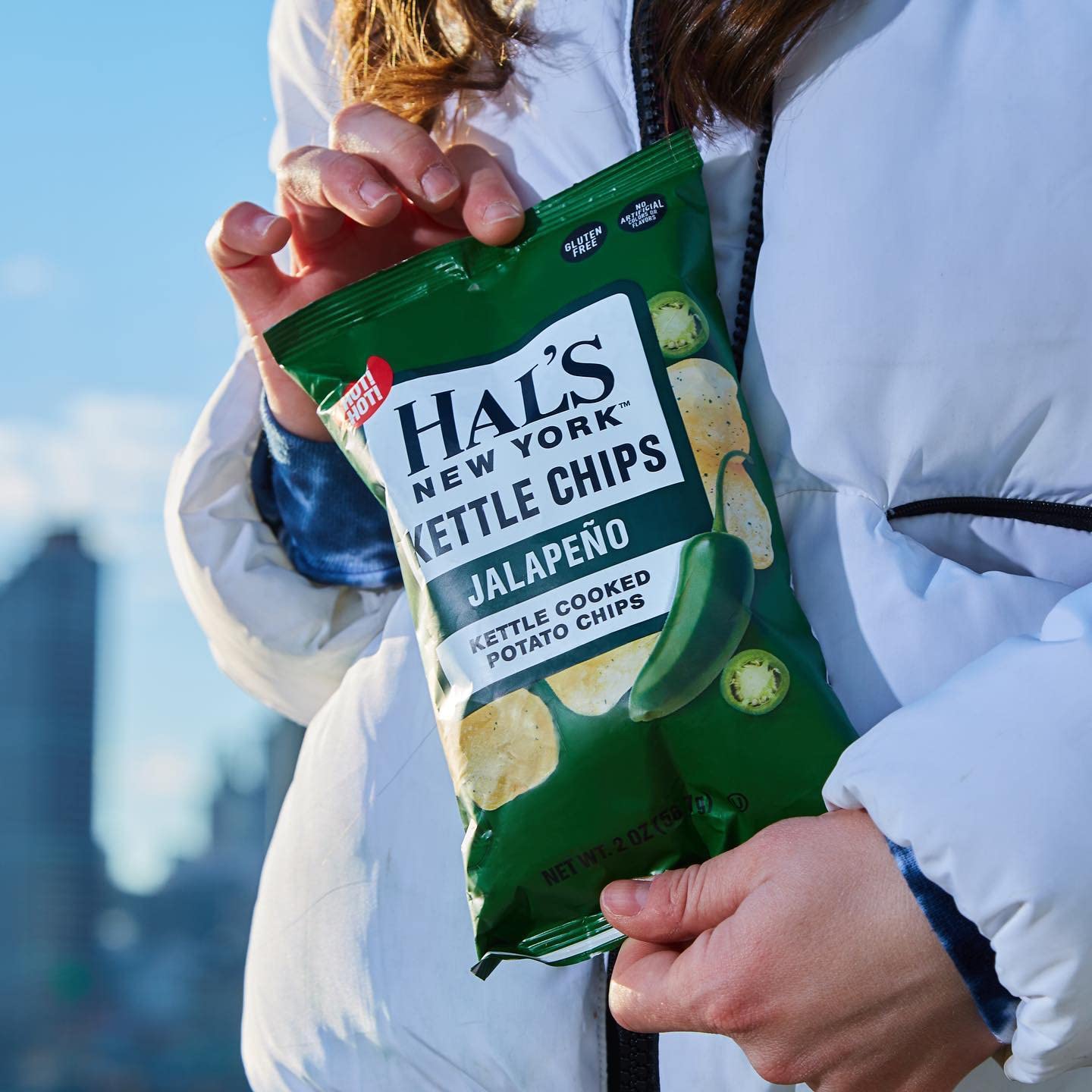 Hal's New York Kettle Cooked Gluten Free Jalapeno Flavored Potato Chip Crisps, 2 Oz (Pack of 24)