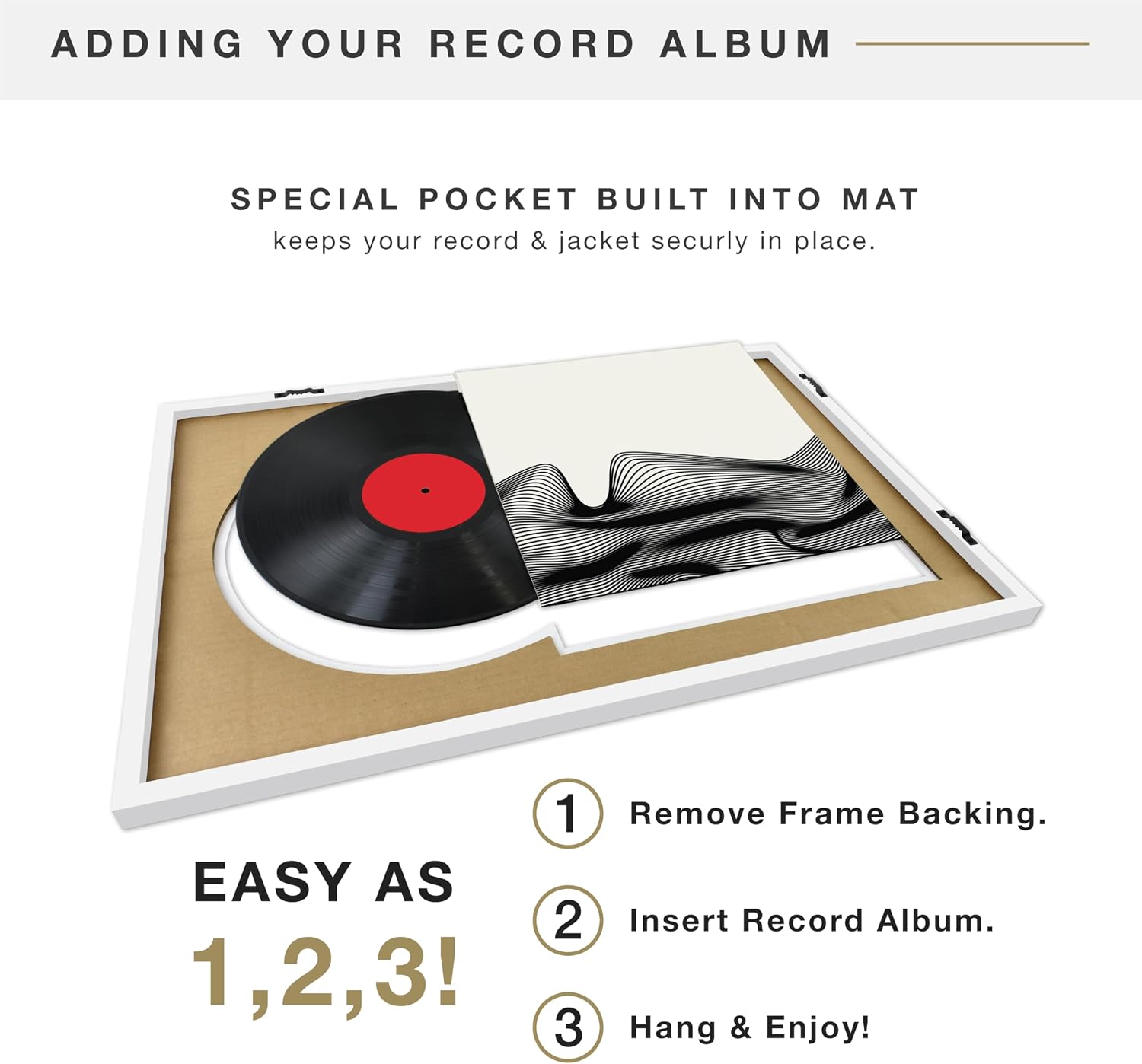 MCS Single Matted Record Album Frame, 15x15, Black