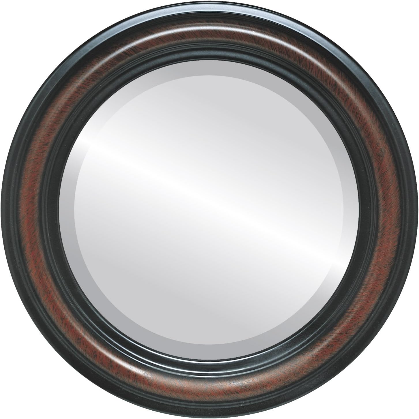 OVALCREST Round Beveled Wall Mirror for Home Decor - Philadelphia Style - Rubbed Bronze - 22x22 Outside Dimensions