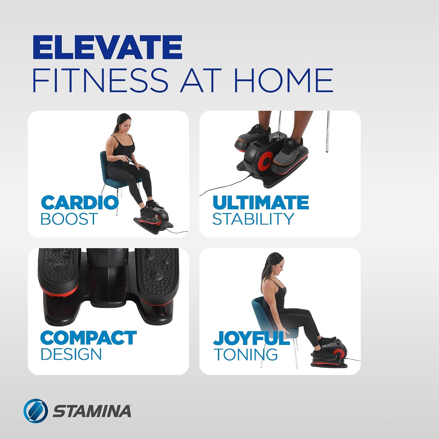 Stamina Inmotion Compact Strider Foot Exercise Machine - Under Desk Elliptical - Standing or Seated Elliptical Fitness Equipment
