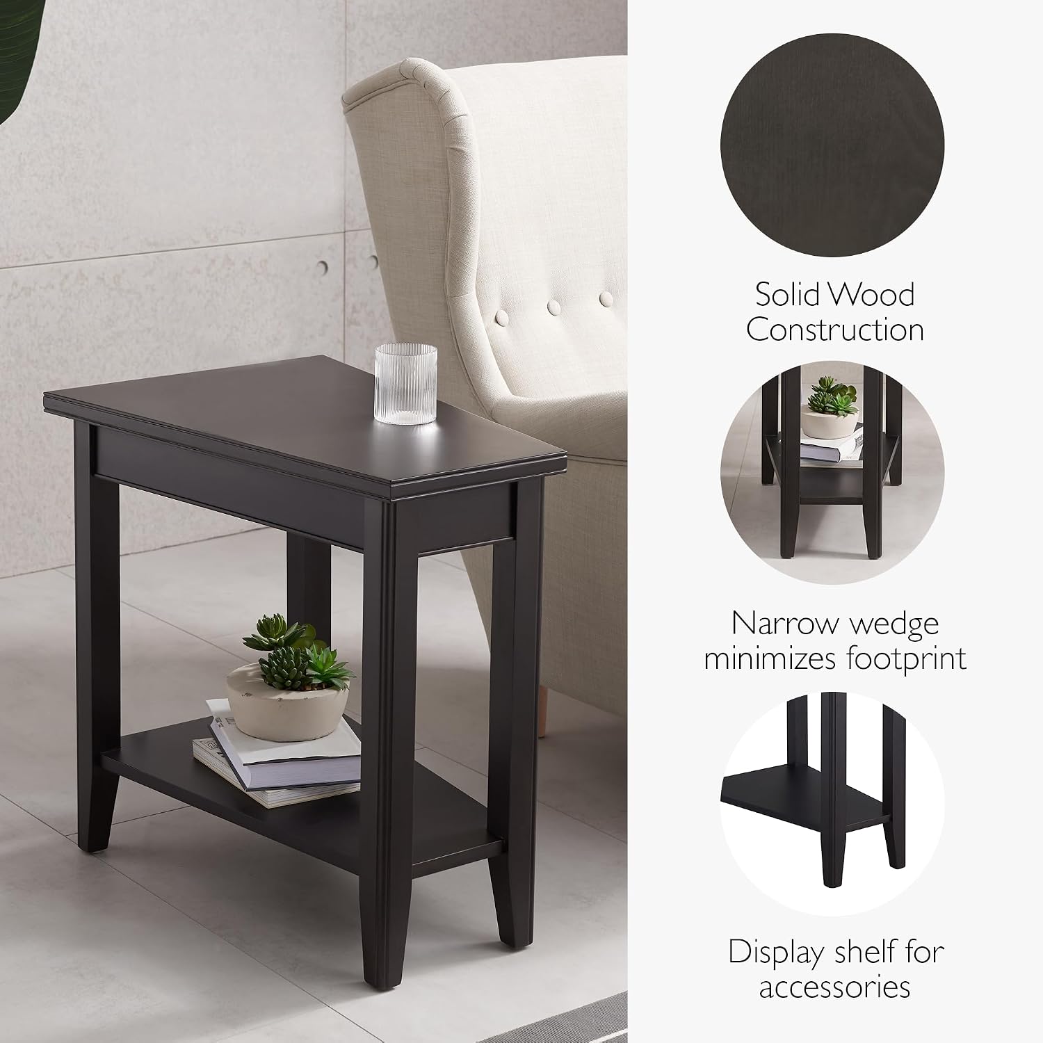 Leick Home Delton Wedge End Table, 17", Sienna