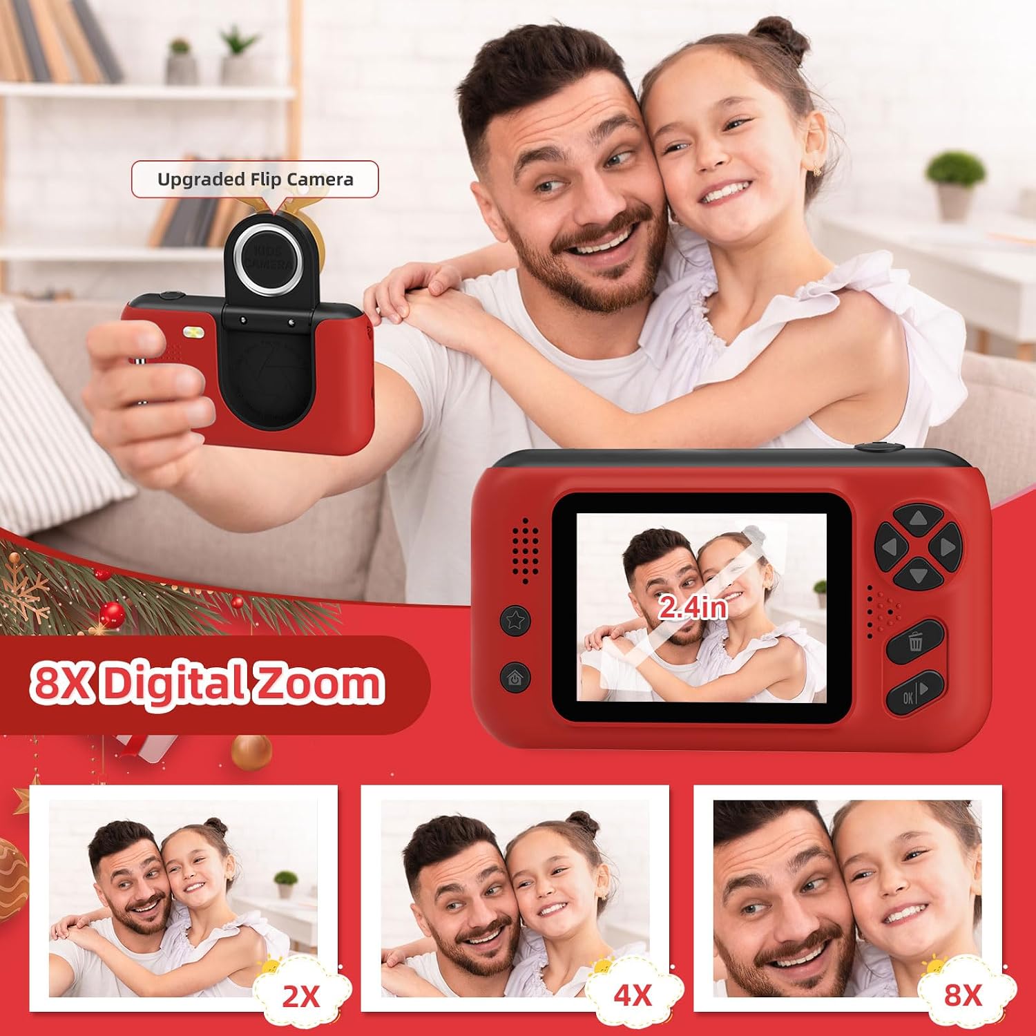 Makolle Camera for Kids, Portable Travel Camera for Childrens Age 3-8, Blue | Flip Up Lens, Drop Proof, With Tripod, Long Battery Life, SD Card Included, Birthday Gifts for Boys and Girls Age 3-12