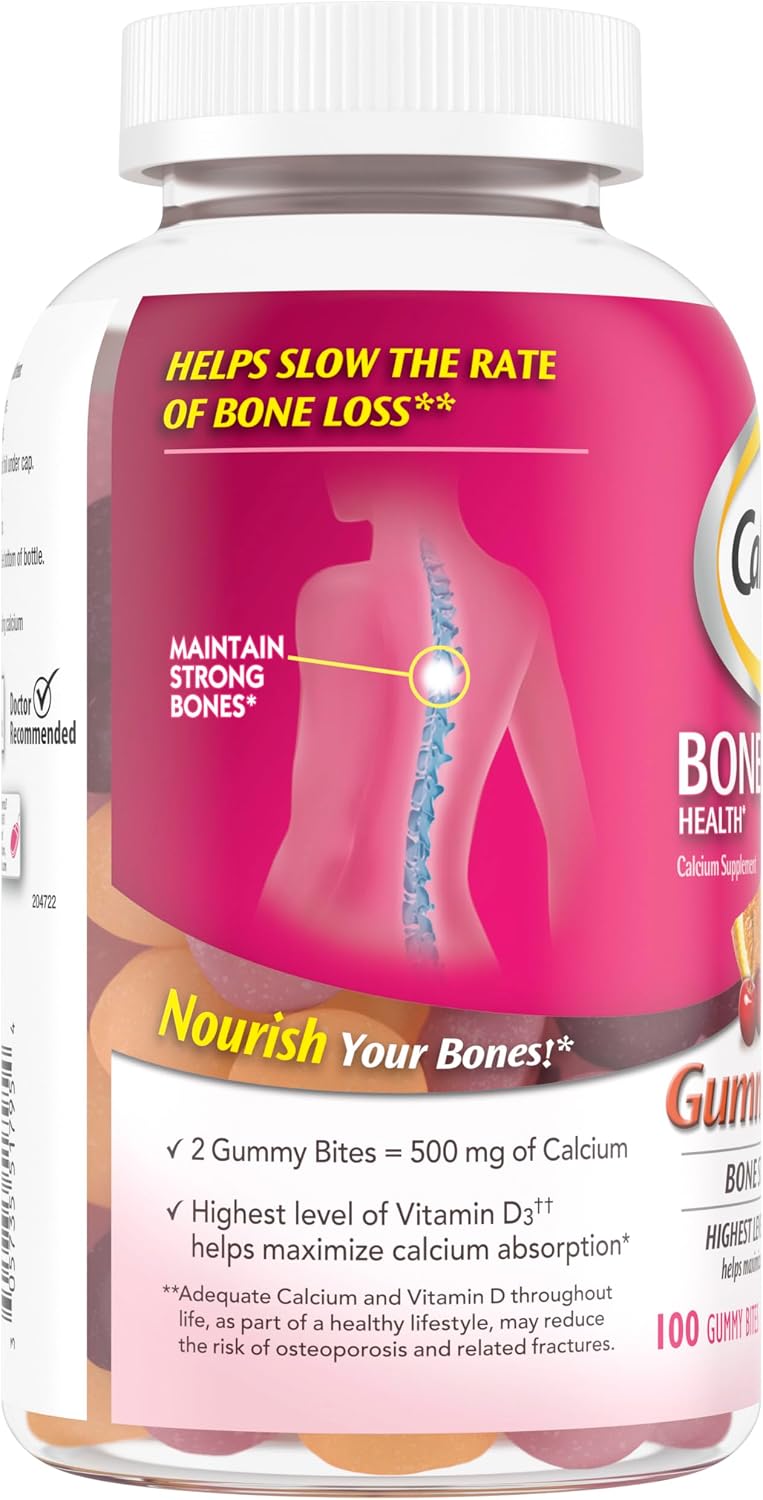 Caltrate Gummy Bites 600 Plus D3 Vitamin D and Calcium Supplement, 50 Count | Highest Level of Vitamin D3, Maximizes Calcium Absorption to Support Strong Bones and Daily Function