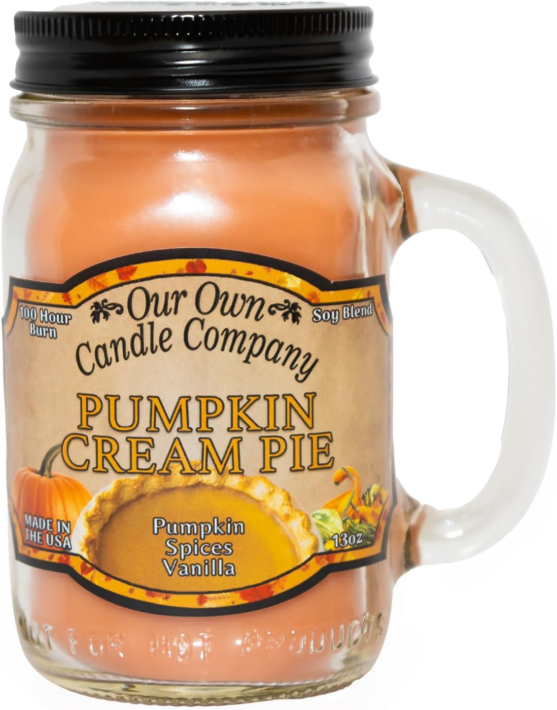 Balsam Pine Scented Mason Jar Candle, Our Own Candle Company, 13 oz | Clean, fresh Balsam-pine-tree scent; soy blend wax; lead-free wick with patented straightener; long lasting