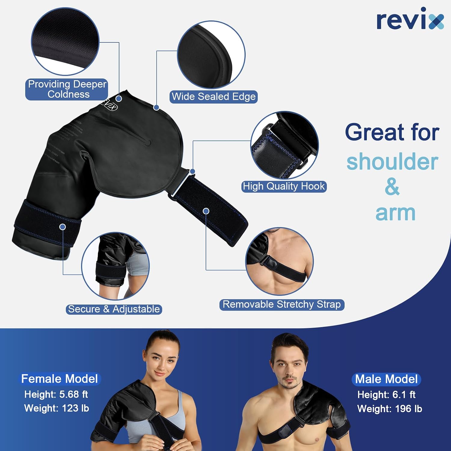 REVIX Shoulder Ice Pack Wrap for Rotator Cuff, Reusable Gel Cold Pack