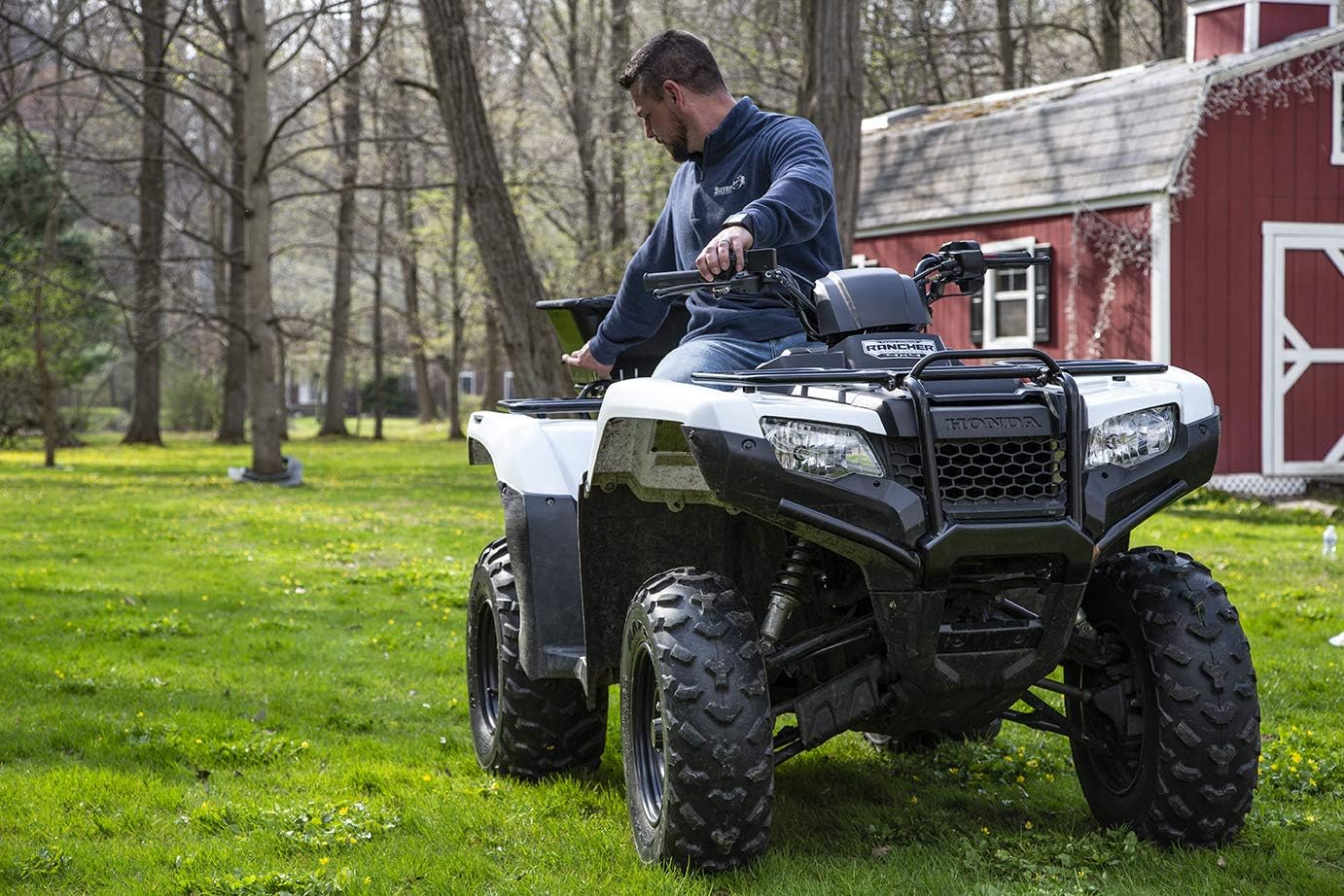 Buyers Products ATVS100 ATV Broadcast Spreader with Rain Cover, 100 lb Capacity, Rear Rack Mount, Poly Hopper, 12V Motor, for Seed, Fertilizer