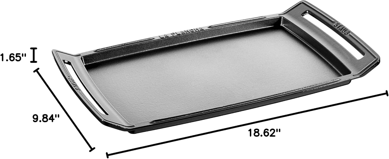 Staub Cast Iron 18.5 x 9.8-inch Plancha/Double Burner Griddle, Made in France