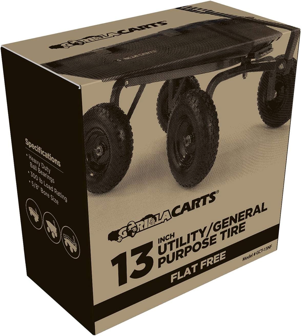 Gorilla Carts 10-Inch No-Flat Replacement Wheels, 4-Pack
