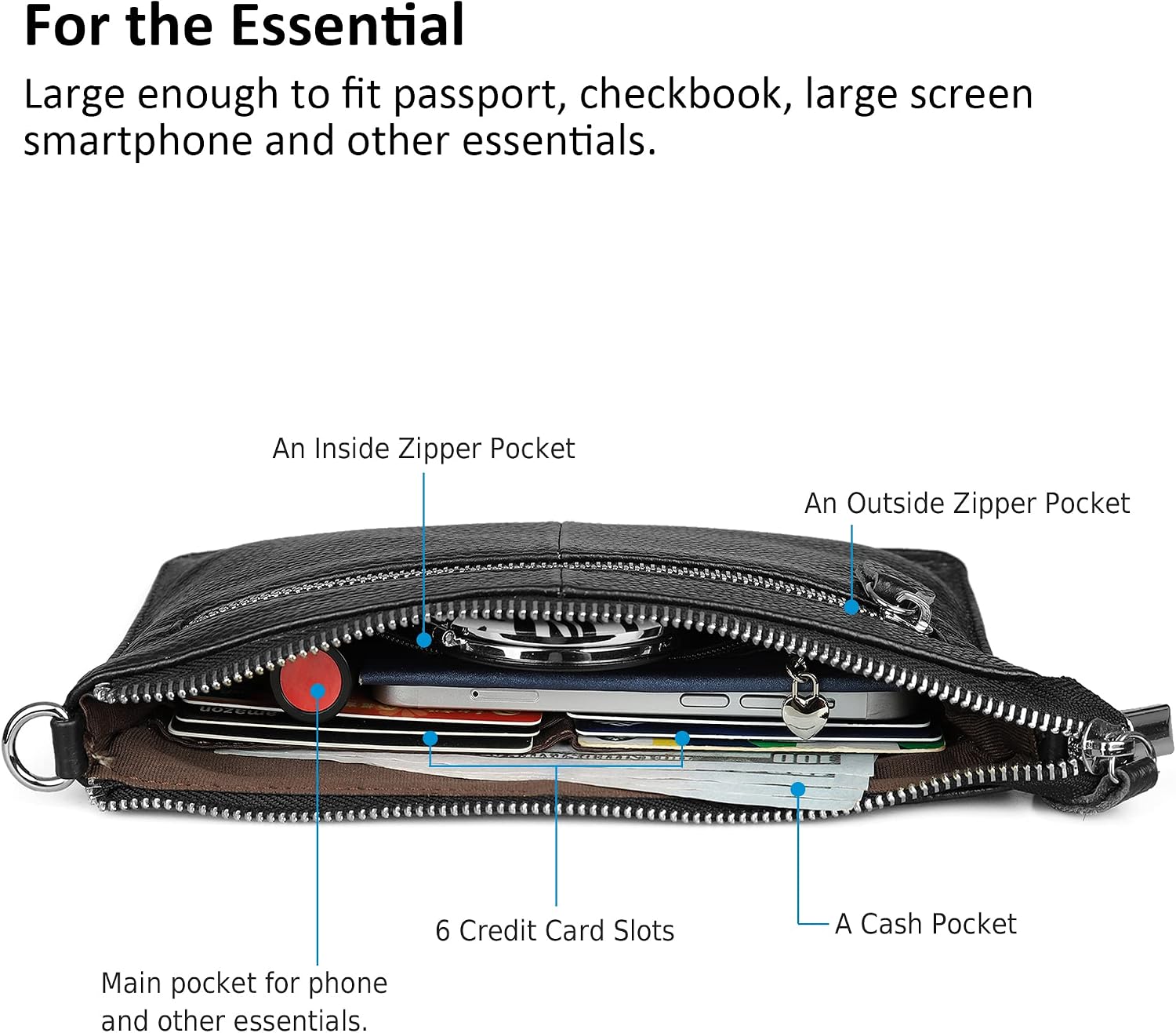 befen Genuine Leather Small Crossbody Bags for Women Wristlet Wallet Purses | Real Leather, RFID Blocking Card Slots, Wristlet Strap, Clutch Purse, Fit iPhone 17 Pro Max, Leather Handbags