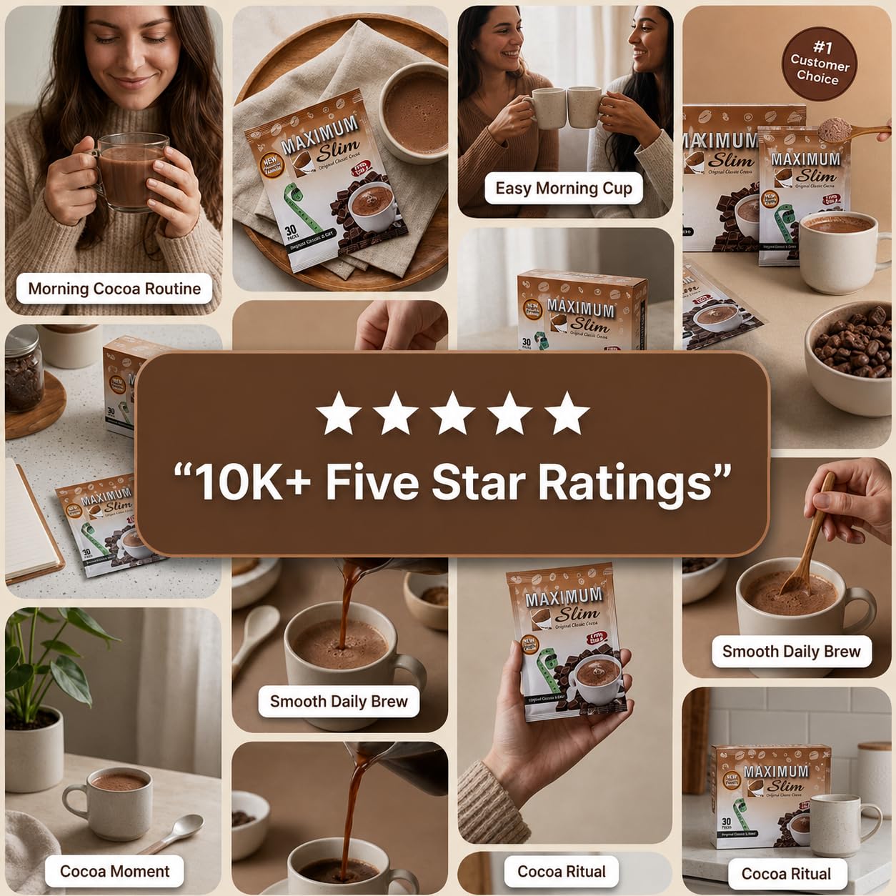 Maximum Slim Premium Instant Cocoa – Creamy, Delicious 4-in-1 Formula with Natural Herbal Extracts for Energy & Vitality