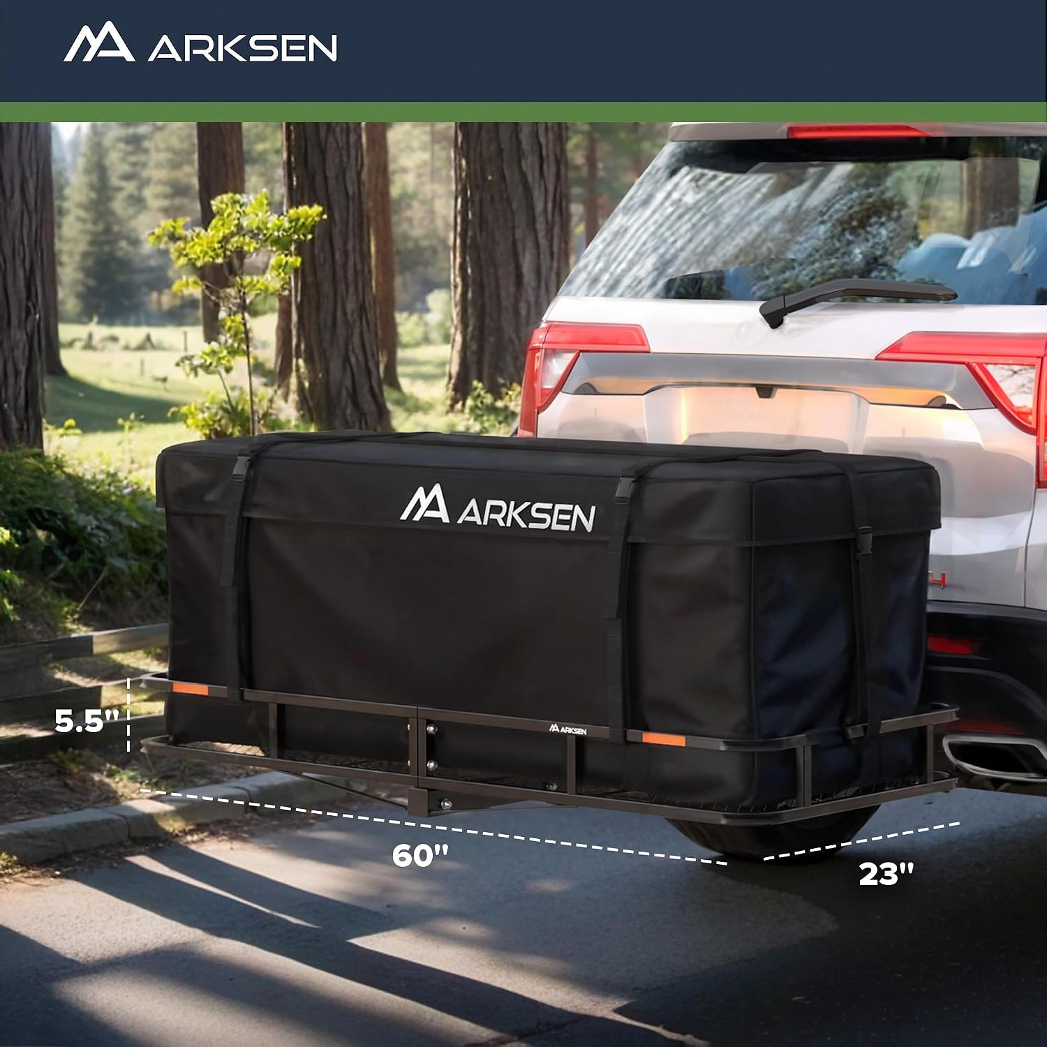 ARKSEN 60" x 23" x 5.5" Hitch Cargo Carrier, 500 Lbs Capacity Luggage Rack