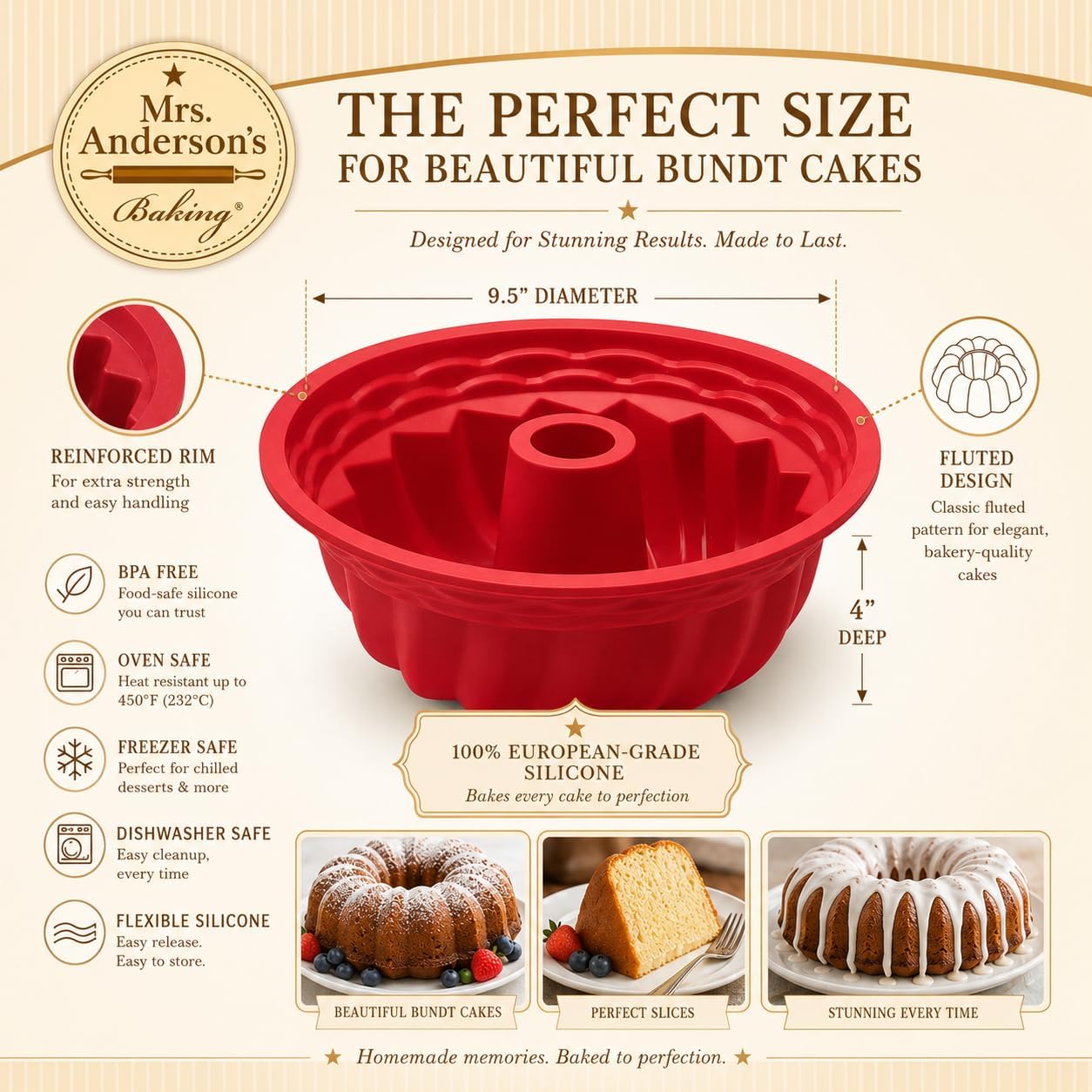 Mrs. Anderson's Baking Silicone Loaf Bread Pan, Non-Stick European-Grade Silicone