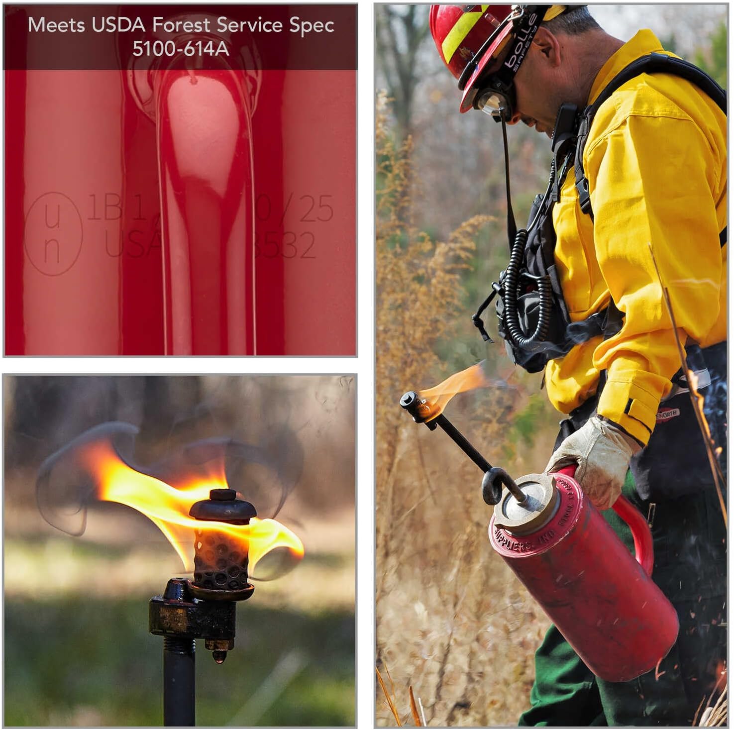 Forestry Suppliers Sure-Seal Red OSHA Double-Bottom Drip Torch | Heavy Duty 15 Gauge Aluminum Canister | Big Mouth for Easy Filling | Fuel Trap &