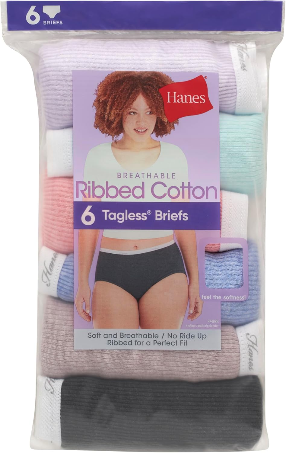 Hanes women's Hi-Cut Panties Pack, Lightweight Cotton Hi-Cuts, 6-Pack (Retired, Colors May Vary)