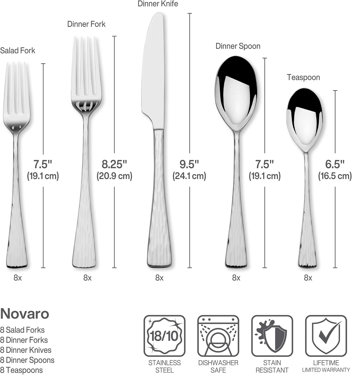 Mikasa Harmony 45-Piece Silverware Set, 18/10 Stainless Steel Cutlery for 8, Includes Forks, Knives, Spoons, and 5-Piece Serving Utensils Set