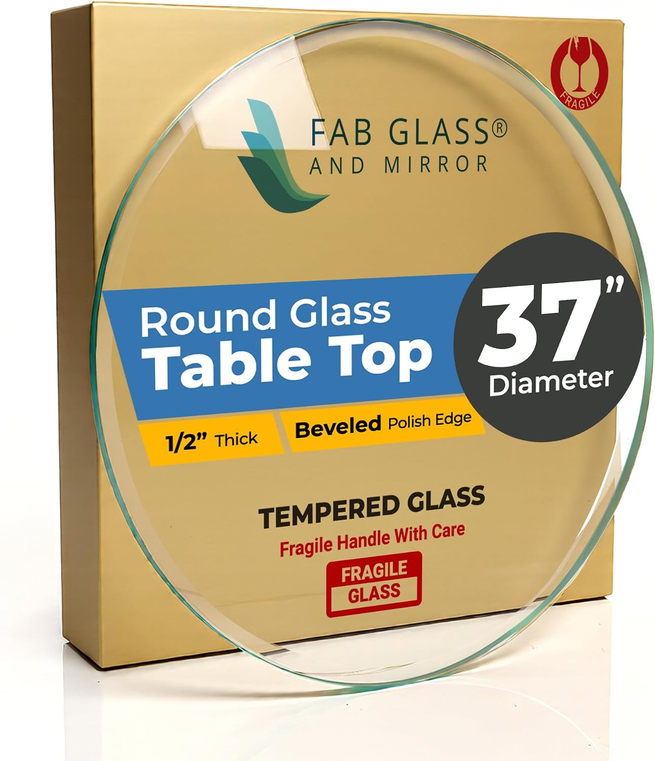 22 Inch Round Tempered Beveled Polished Edge Glass Table Top -1/2” Thick Round Glass Table Top–Heavy Duty, Dining, Coffee, and Office Tables by Fab Glass and Mirror