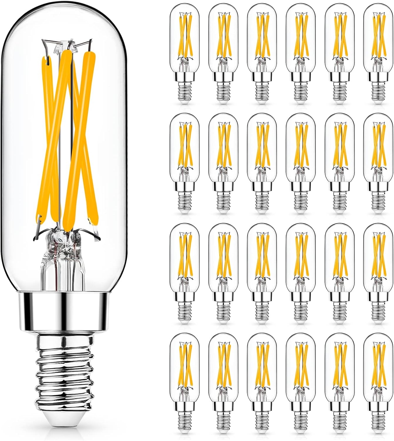 12 Pack E12 LED Edison Bulbs, 4W Dimmable T6, 2700K Warm White | Equal 40W, Dimmable T6 T25 LED Bulb, 420lm, No flicker, Candelabra light bulb for Chandelier, Ceiling Fan, Not E26 Base