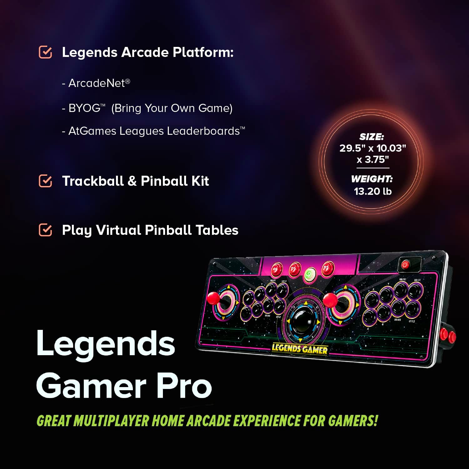 Legends Gamer Pro, Deluxe Table Top Arcade Game Machine, Home Arcade, Classic Retro Video Games, 150 Licensed Arcade & Games