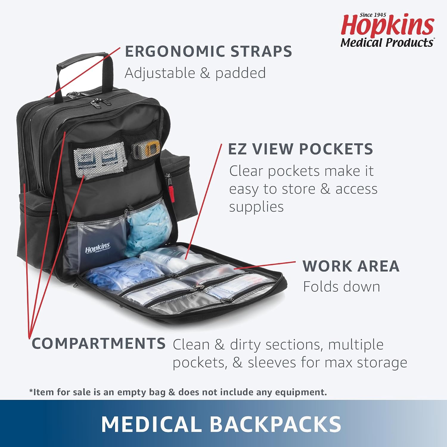 21st Century Plus Home Care Backpack: Waterproof 600D, Ergonomic Straps, Lockable Zippers - Laptop Sleeve & Mesh Pockets, 11.5"x9"x16", Navy
