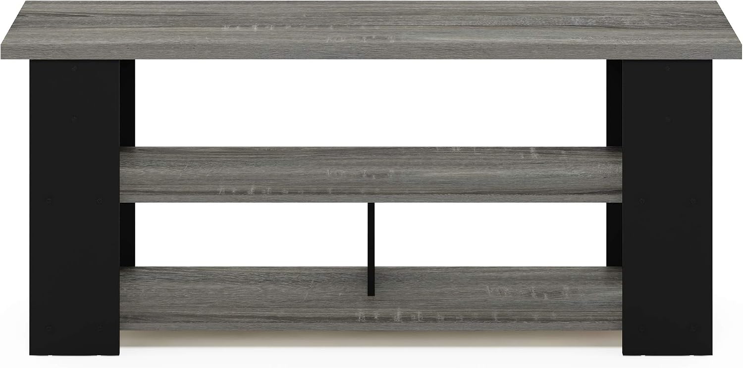 Furinno Nelly TV Stand, 3-Tier Entertainment Center with Open Shelves Storage, TV Console for TV up to 55 Inch, Soft Edges, for Living Room, Bedroom, Black