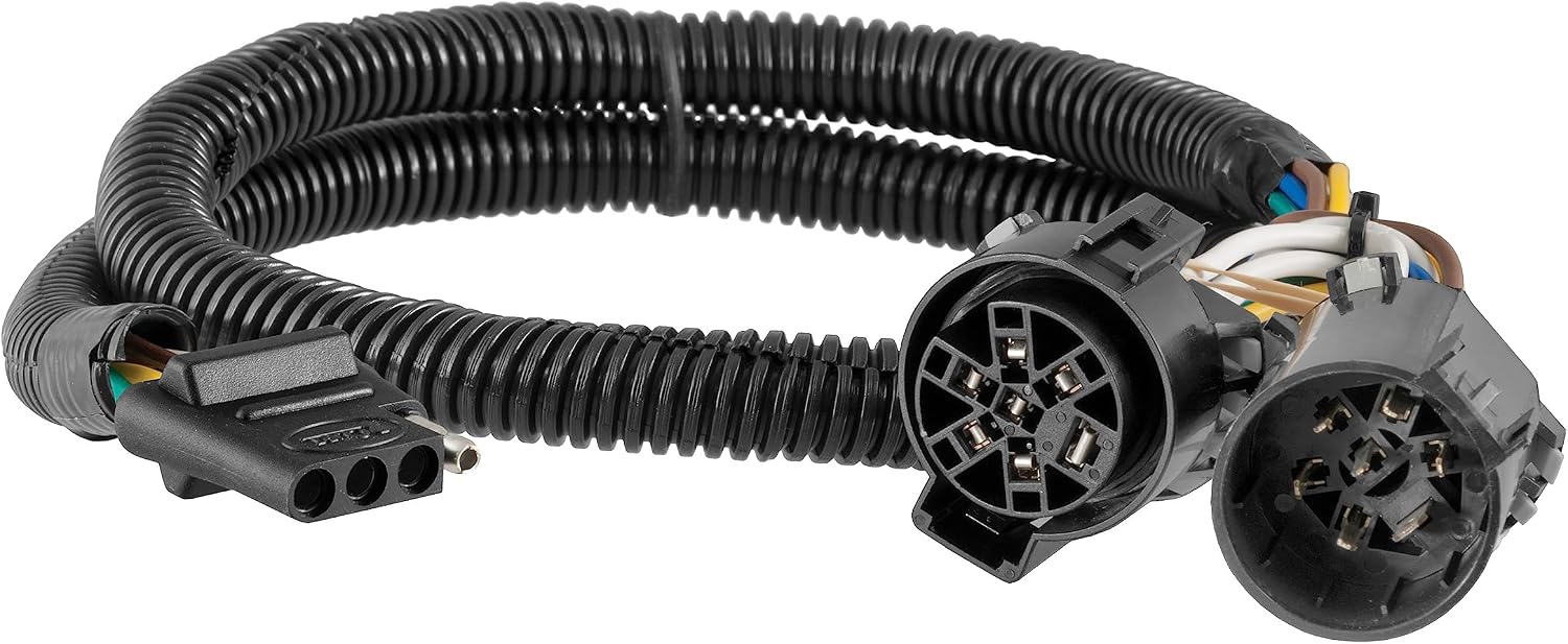 CURT 55384 Replacement Vehicle-Side USCAR 4-Way Flat Trailer Wiring Harness, T-Connector for Vehicles with OEM USCAR Plug, No Splice, Dust Cover