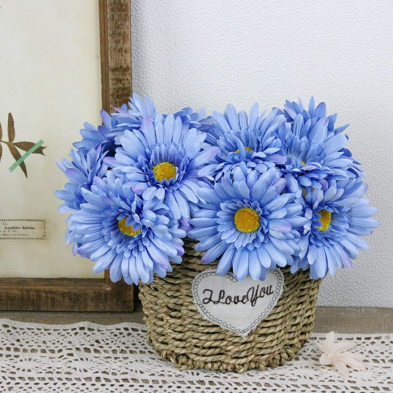 TOPIA Artificial African Daisies Flowers African Daisy Silk Flowers Artificial Gerbera Daisies Pack of 10 (Yellow)