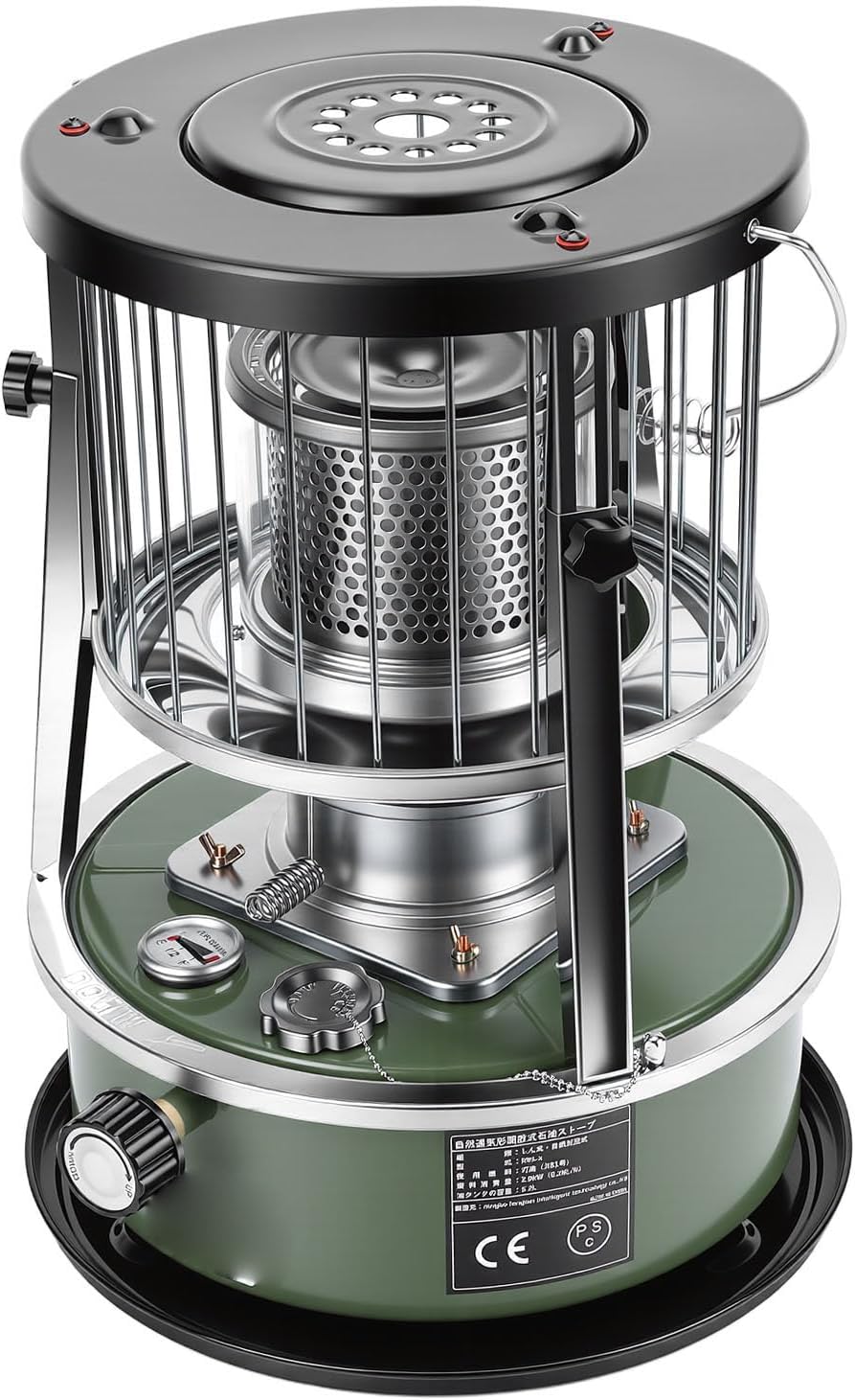 Portable Kerosene Heater, 2.6KW 5.2L Adjustable Height Cold Rolled Plate Stainless Iron, with Manual Ignition