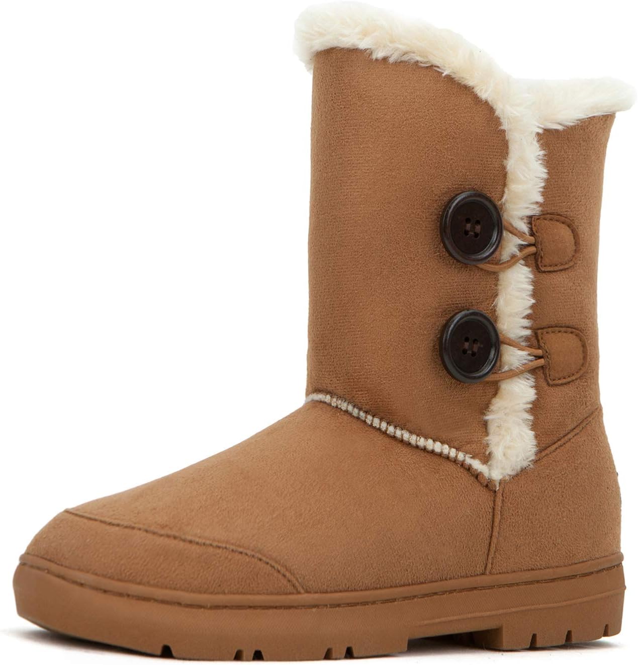 CLPP'LI Womens Twin Button Fully Fur Lined Winter Snow Boots