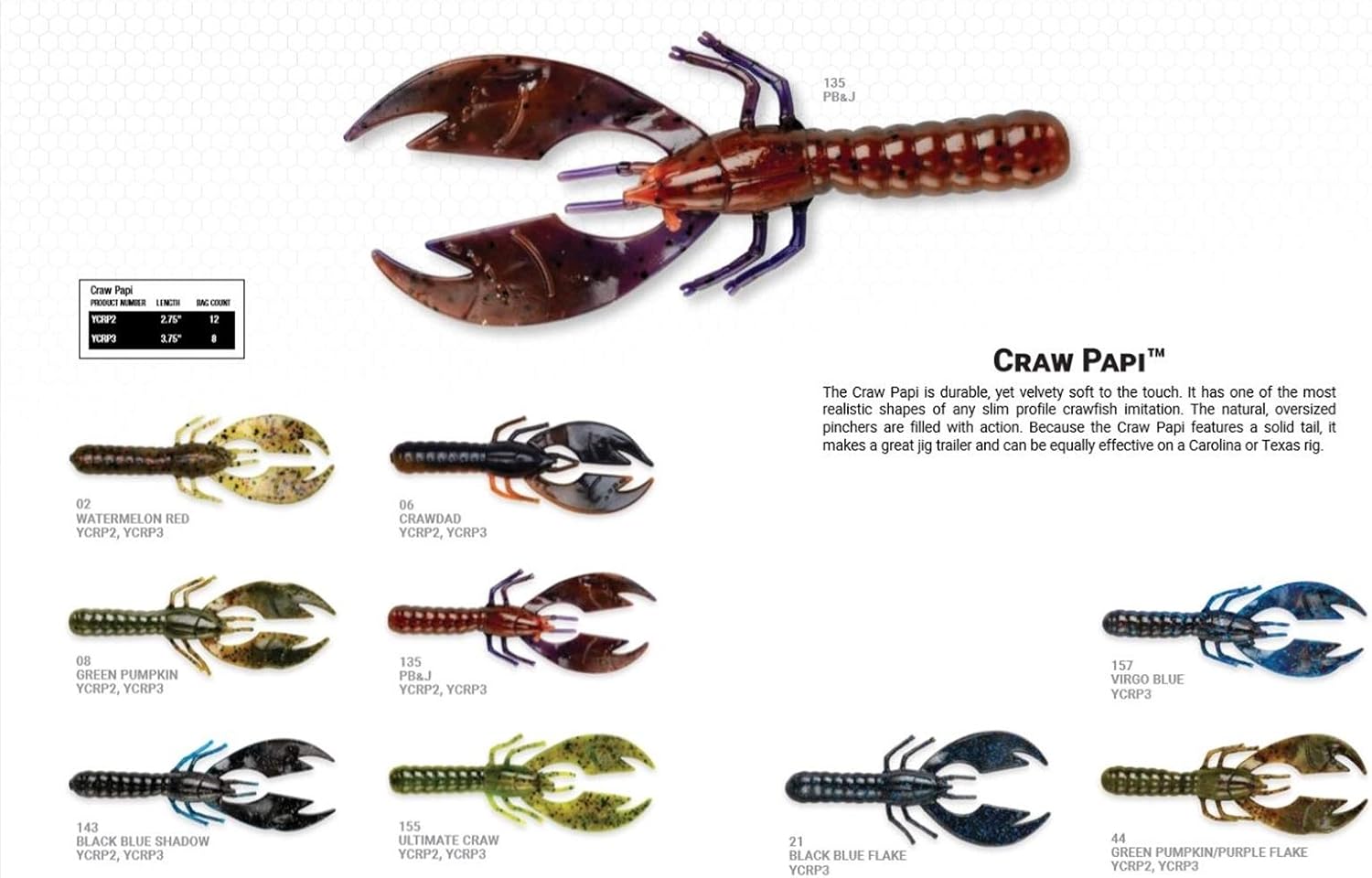 YUM Craw Chunk Soft Plastic Bait Bass Fishing Lure